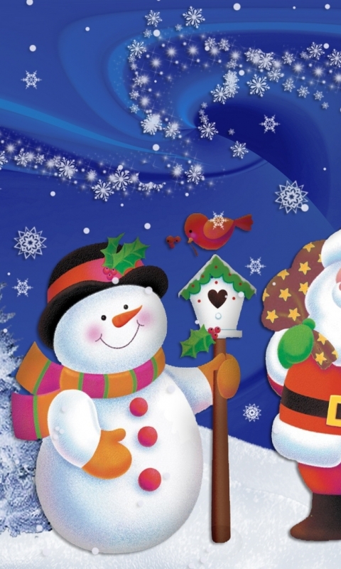 Download mobile wallpaper Snowman, Christmas, Holiday, Santa for free.