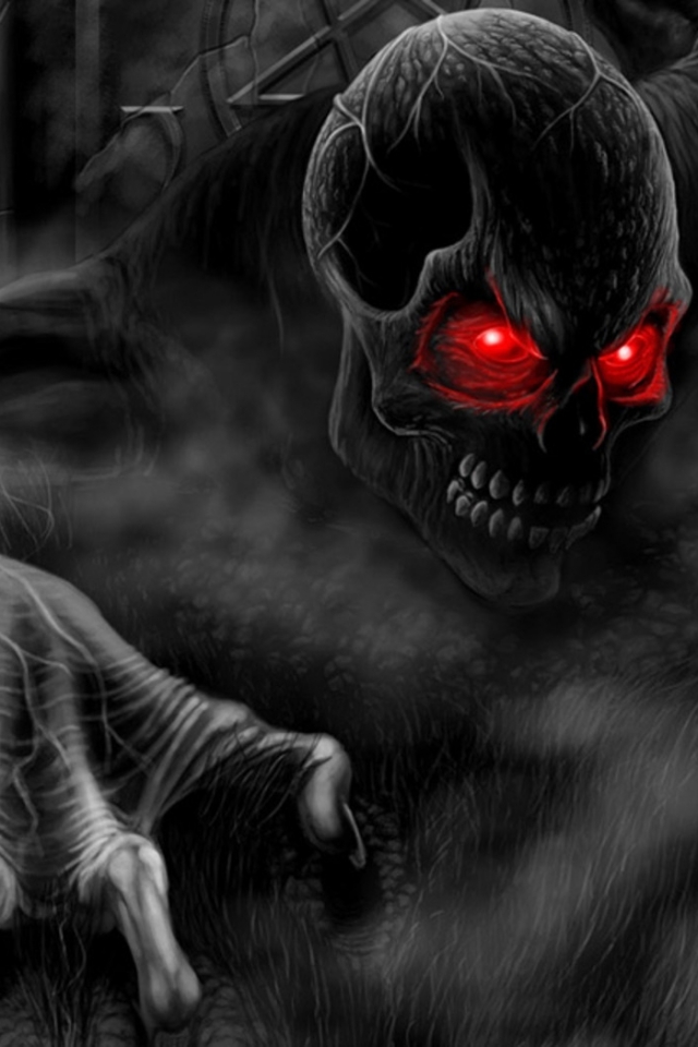 Download mobile wallpaper Dark, Creepy, Skull for free.