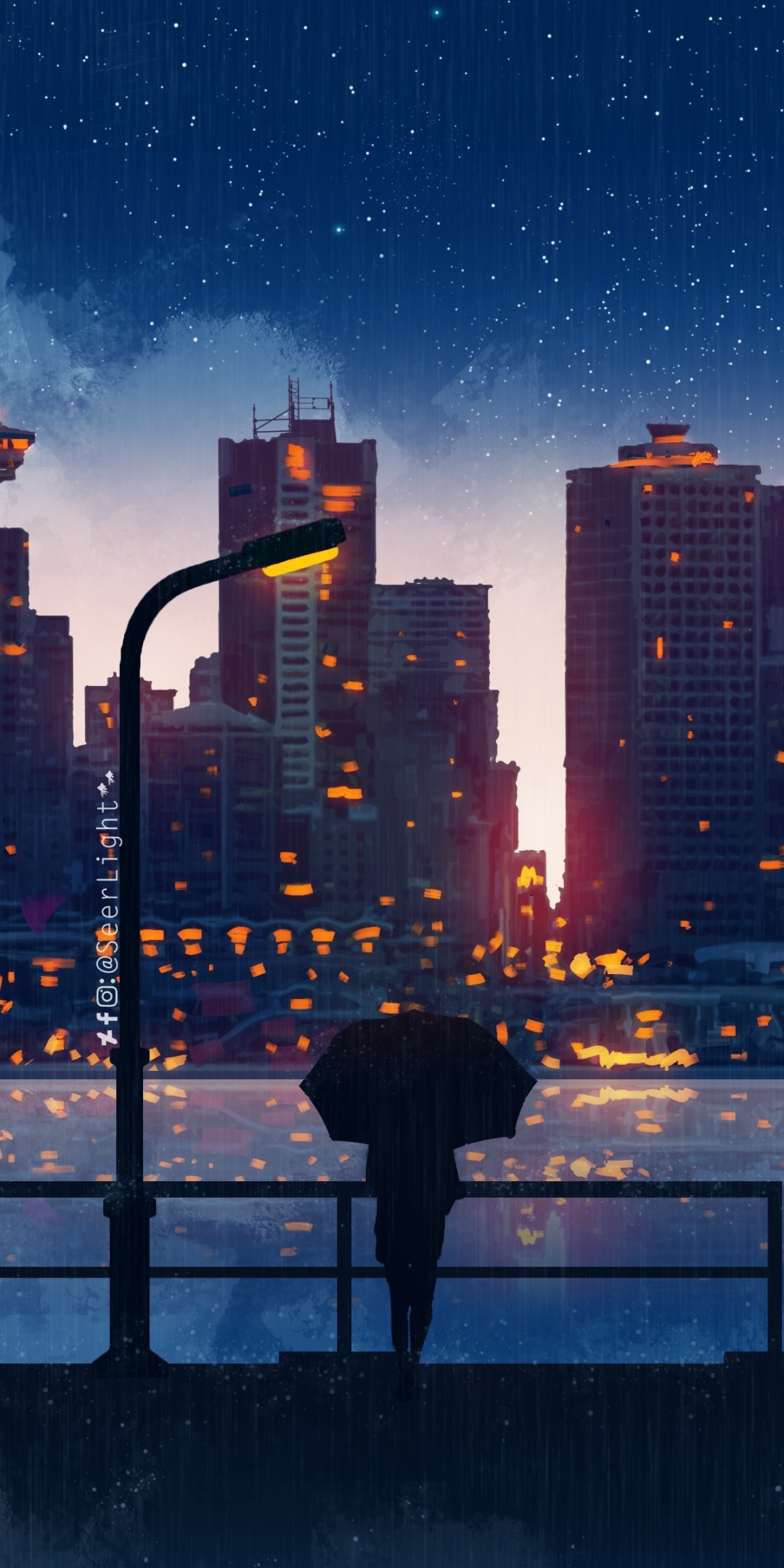 Download mobile wallpaper Anime, Night, City for free.
