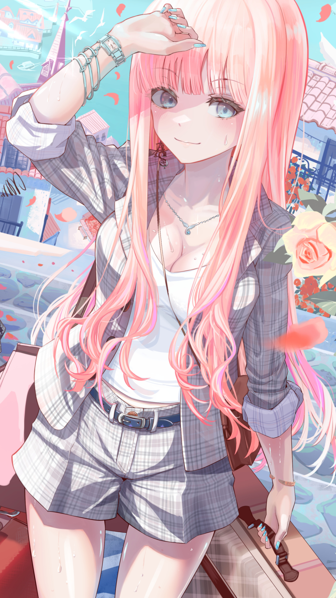 Download mobile wallpaper Anime, Girl, Pink Hair, Long Hair for free.