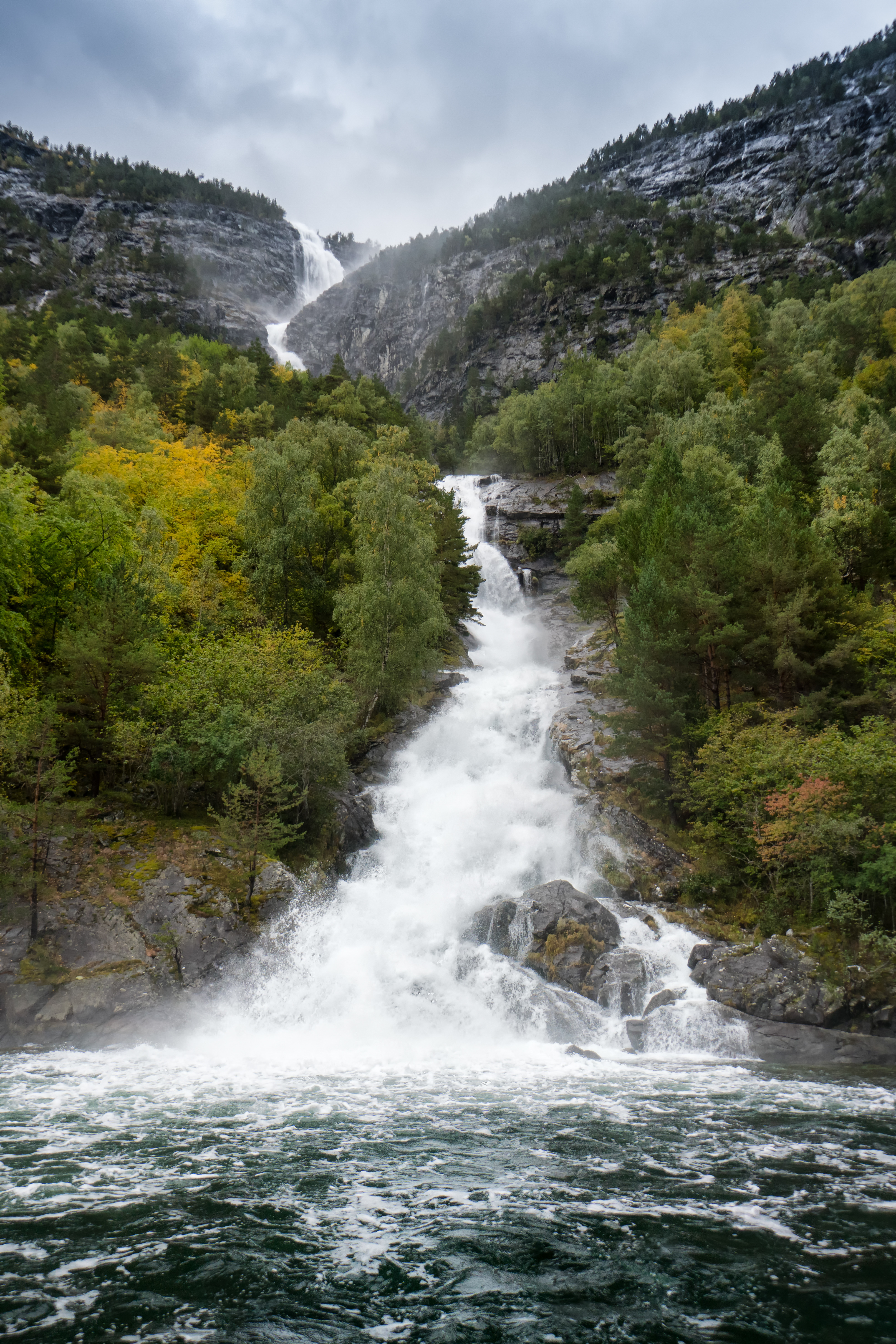 Download mobile wallpaper Rocks, Waterfall, Trees, Nature, Landscape for free.