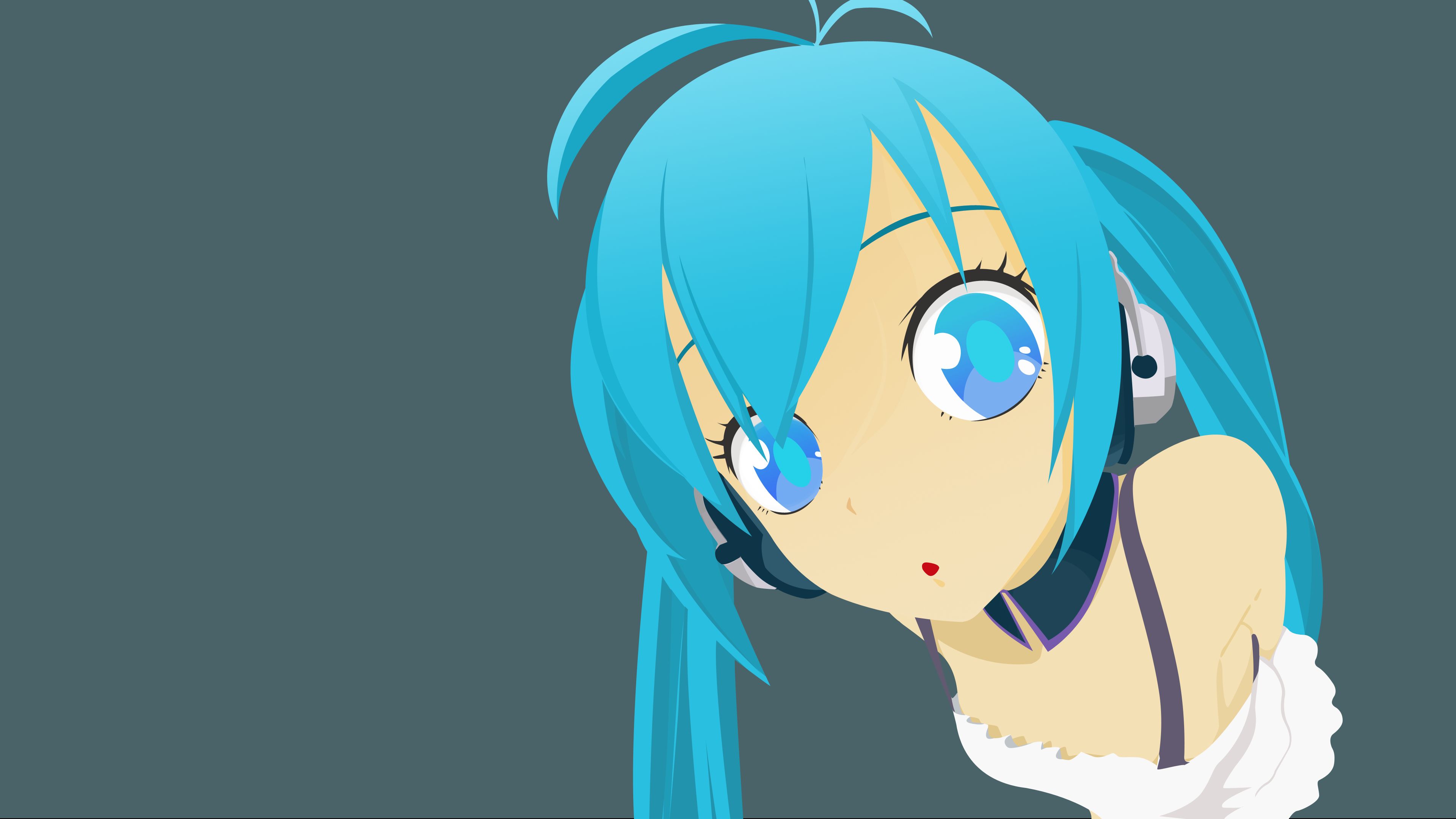 Laden Sie das Vocaloid, Blaue Augen, Minimalistisch, Blaue Haare, Hatsune Miku, Animes-Bild kostenlos auf Ihren PC-Desktop herunter