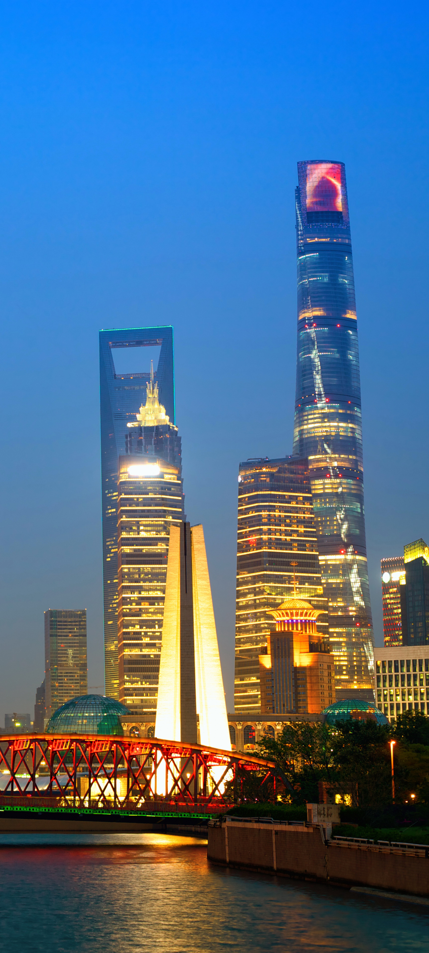 Download mobile wallpaper Cities, Night, Skyscraper, Building, China, Shanghai, Man Made, Oriental Pearl Tower for free.