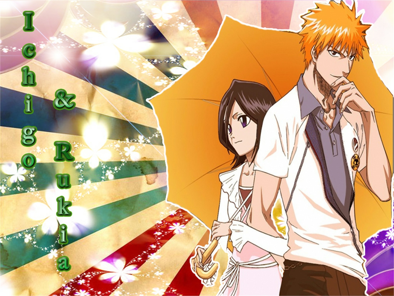 Handy-Wallpaper Bleach, Rukia Kuchiki, Animes, Ichigo Kurosaki kostenlos herunterladen.