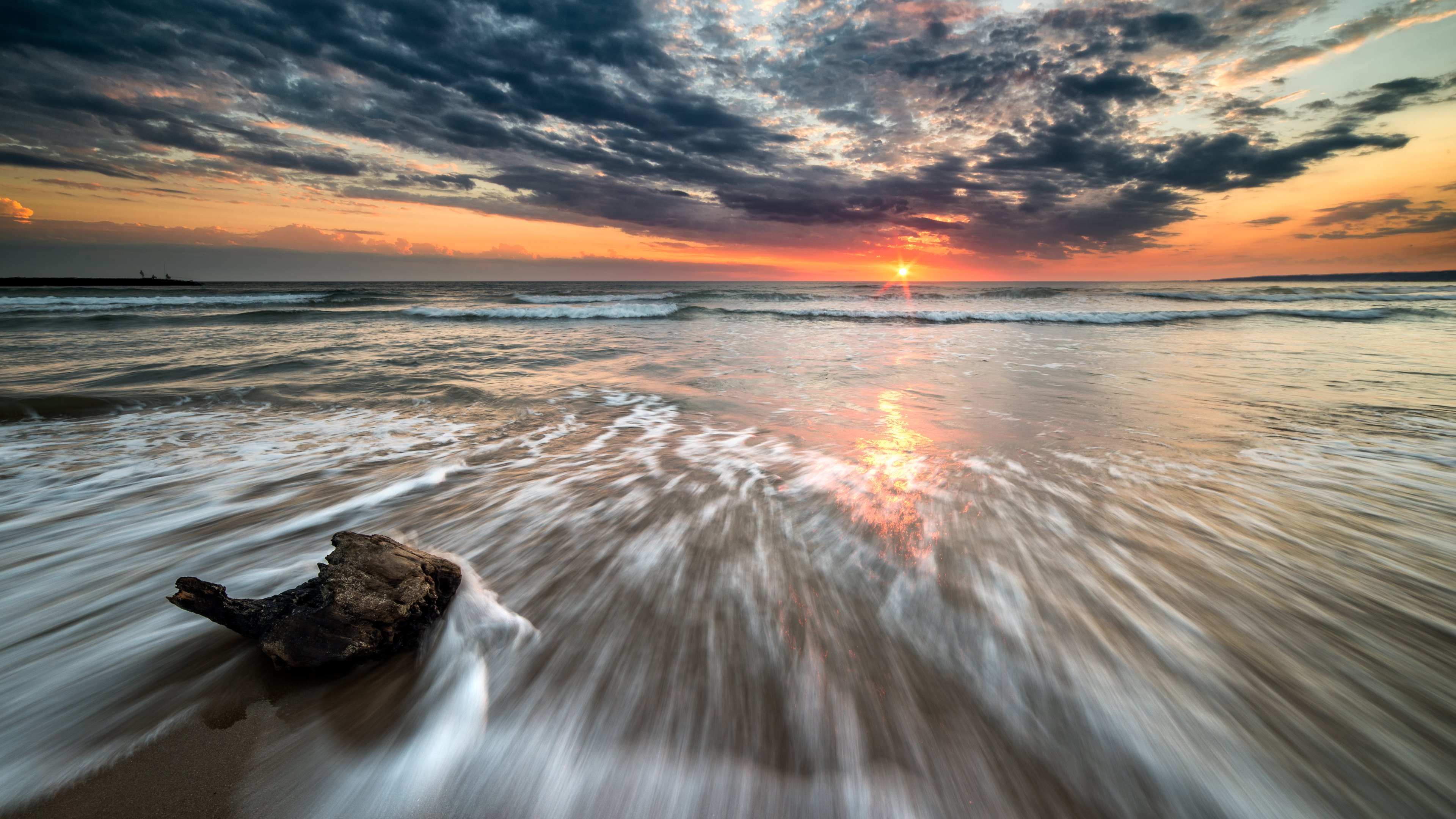Free download wallpaper Sunset, Sea, Sun, Beach, Horizon, Ocean, Earth on your PC desktop