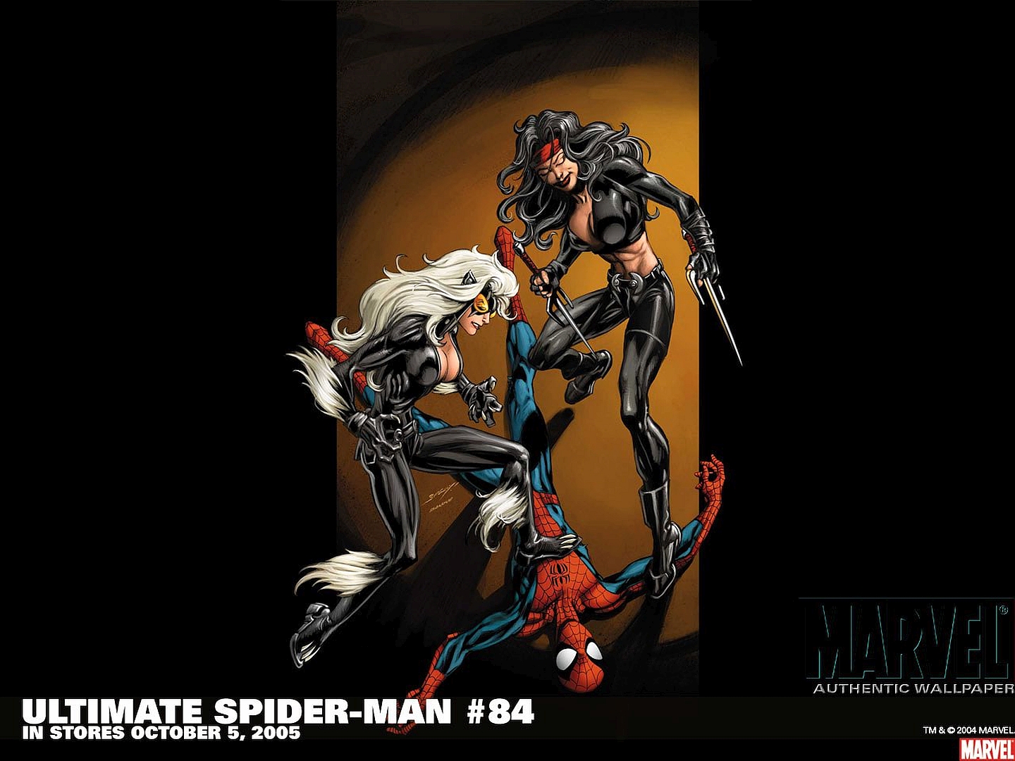 372293 descargar fondo de pantalla historietas, ultimate spider man, gato negro (marvel comics), elektra (marvel comics), hombre araña, spider man: protectores de pantalla e imágenes gratis
