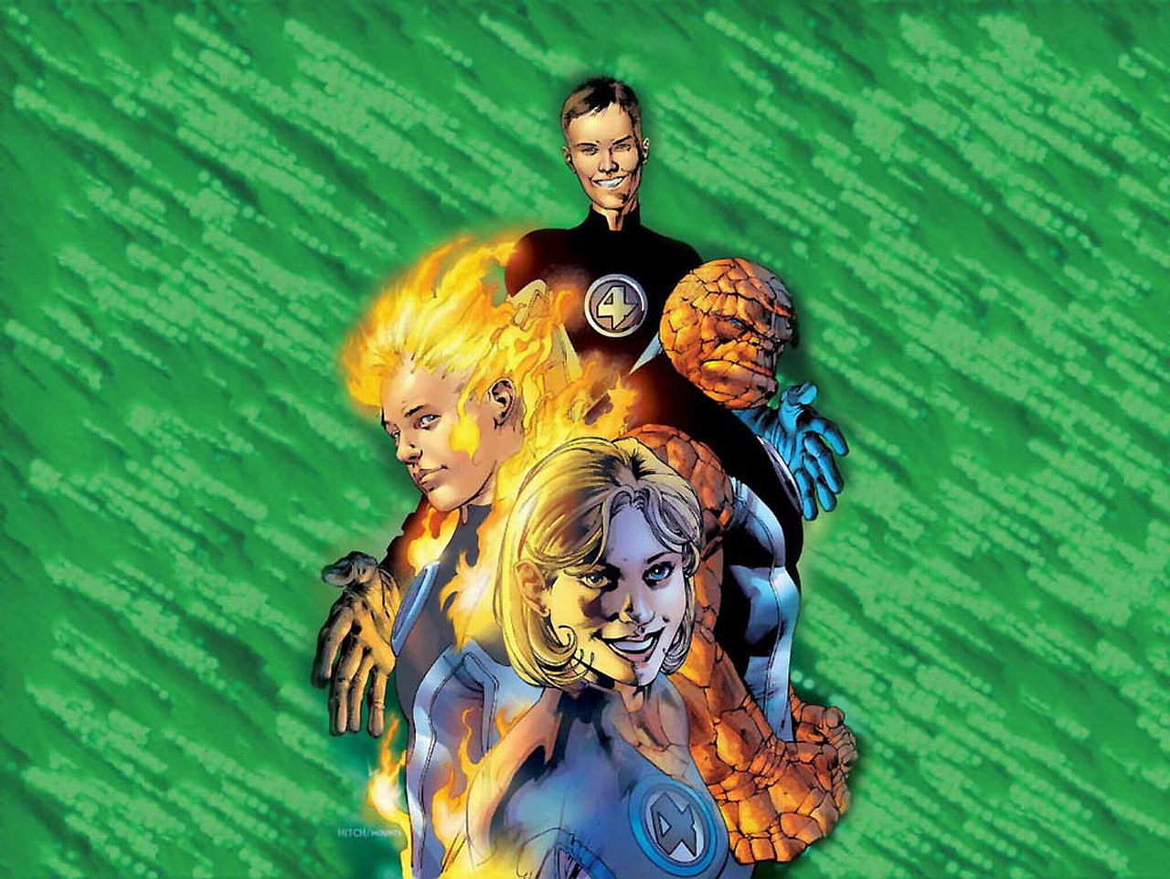 comics, fantastic four, human torch (marvel comics), invisible woman, johnny storm, mister fantastic, thing (marvel comics)