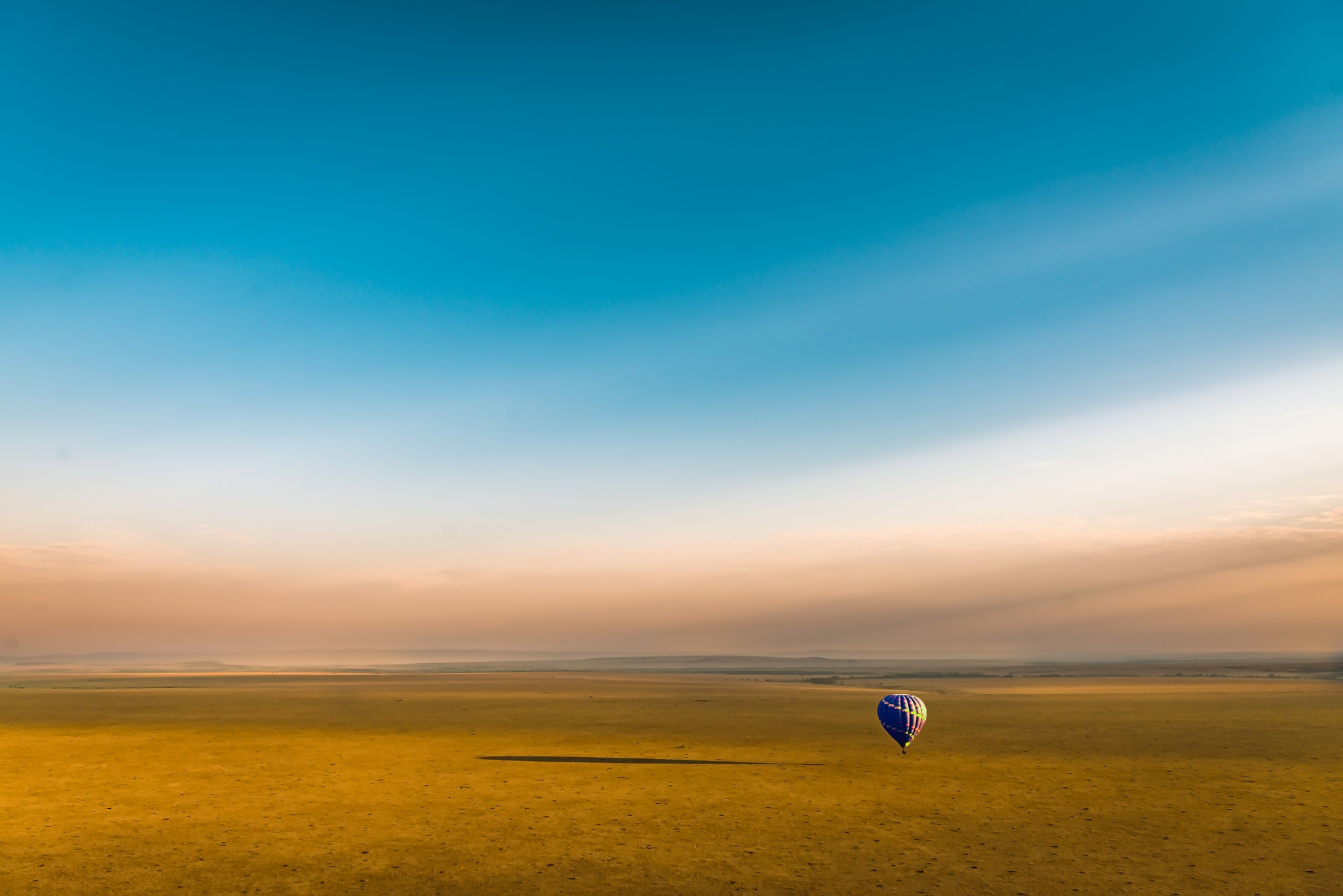 Download mobile wallpaper Landscape, Sky, Desert, Horizon, Vehicles, Hot Air Balloon for free.