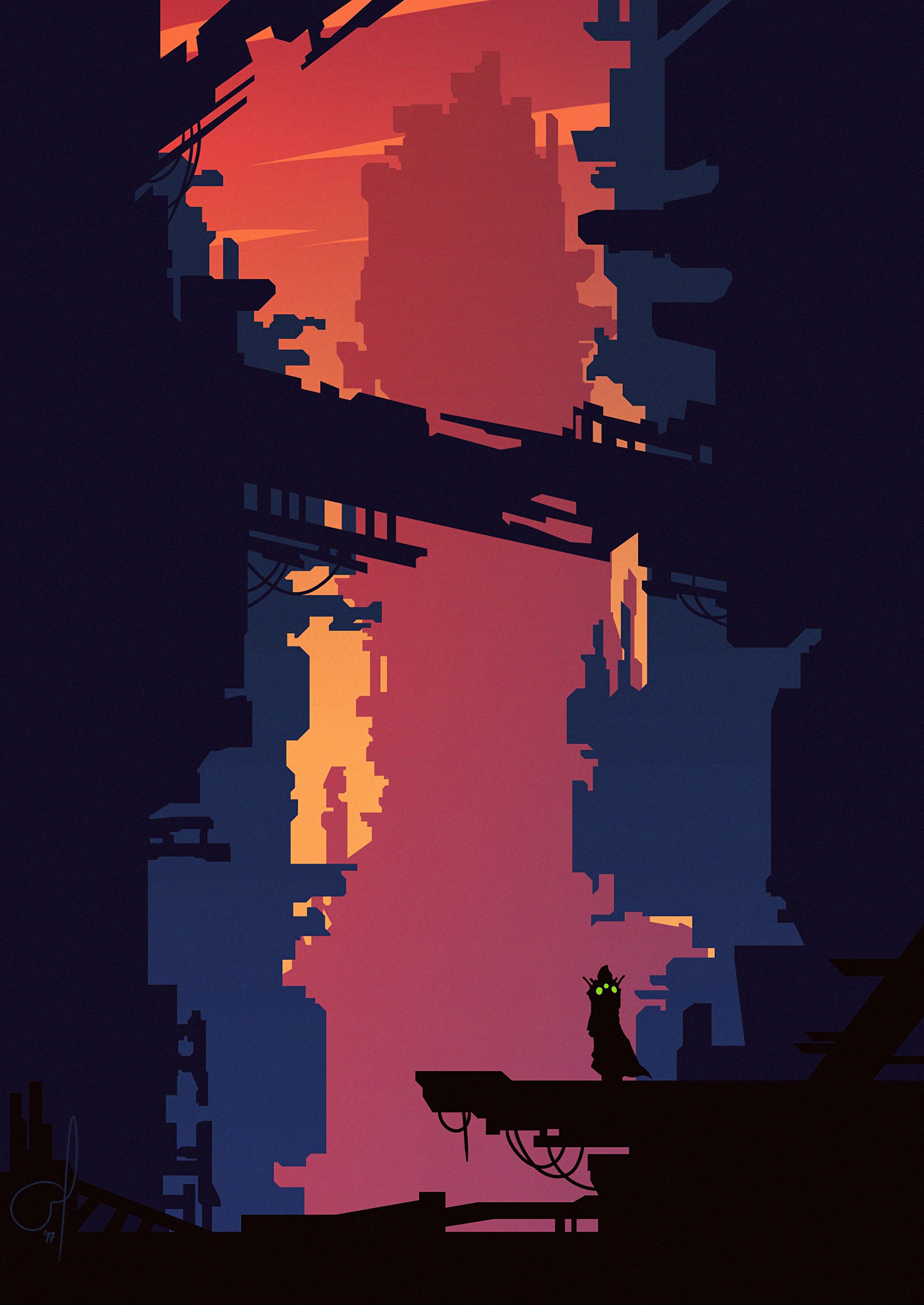 android vector, silhouette, art, city, building