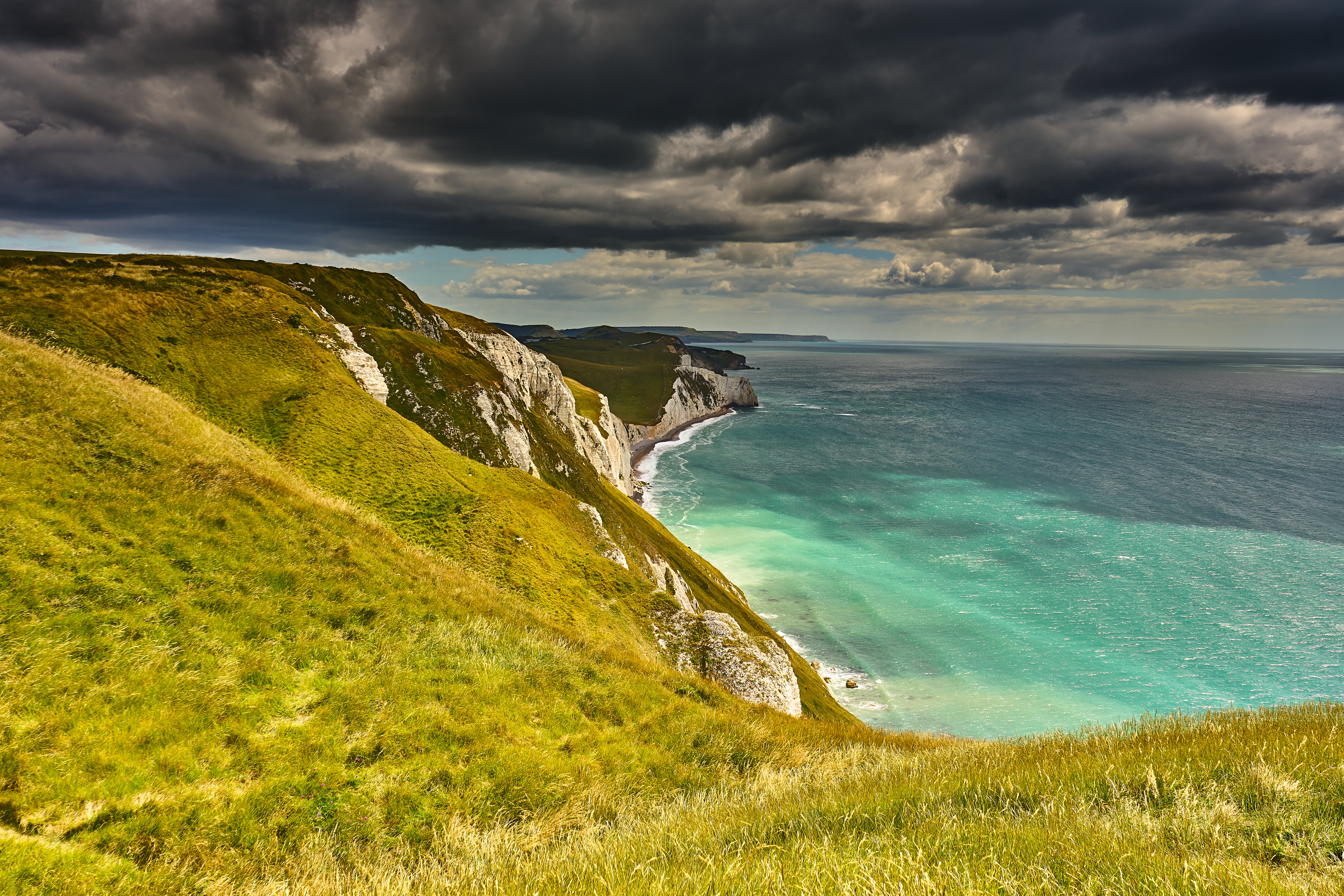 Free download wallpaper Nature, Grass, Sea, Rocks, Cliff, Coast on your PC desktop