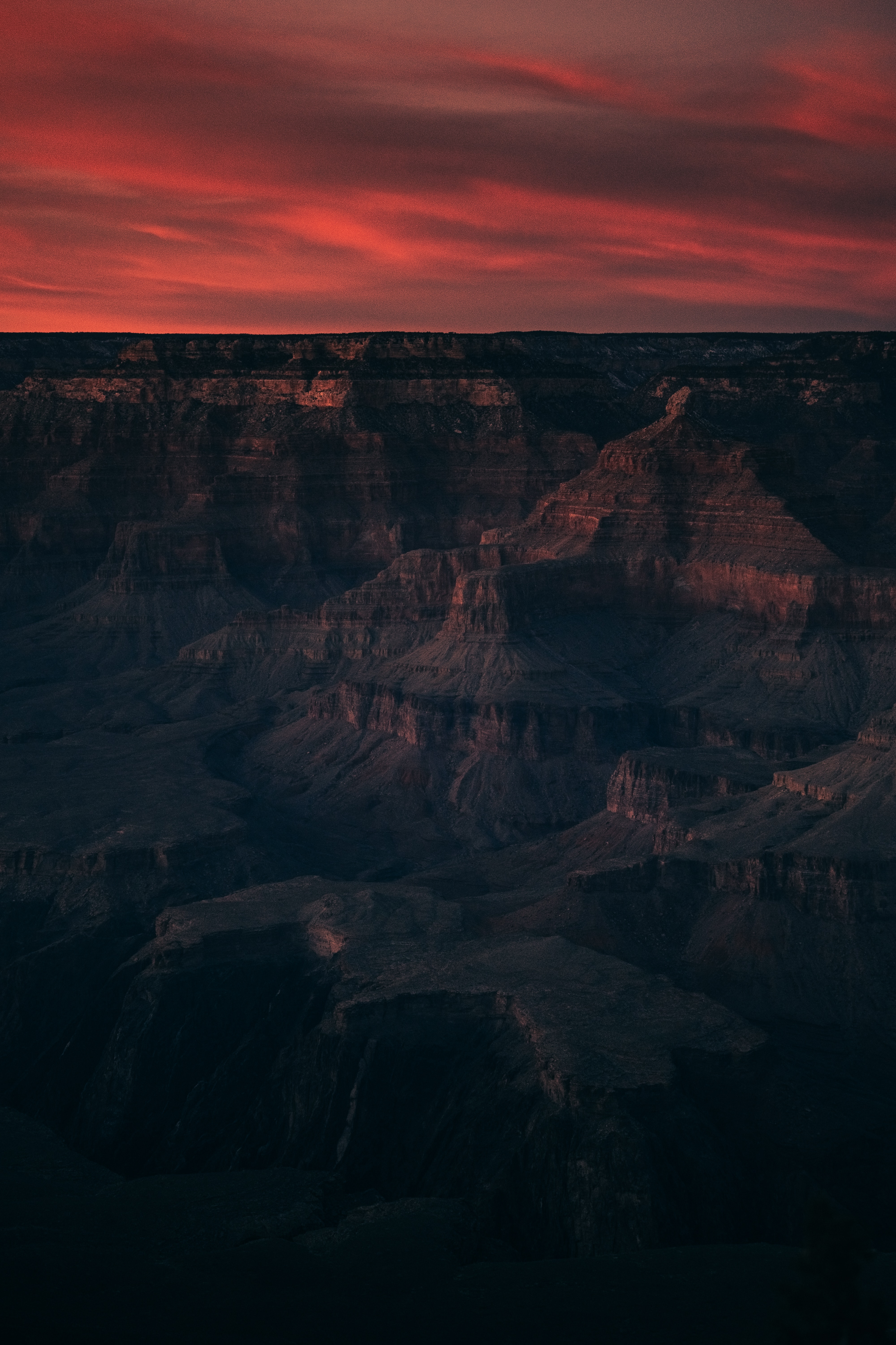 dark, landscape, twilight, canyon, rocks, dusk 5K