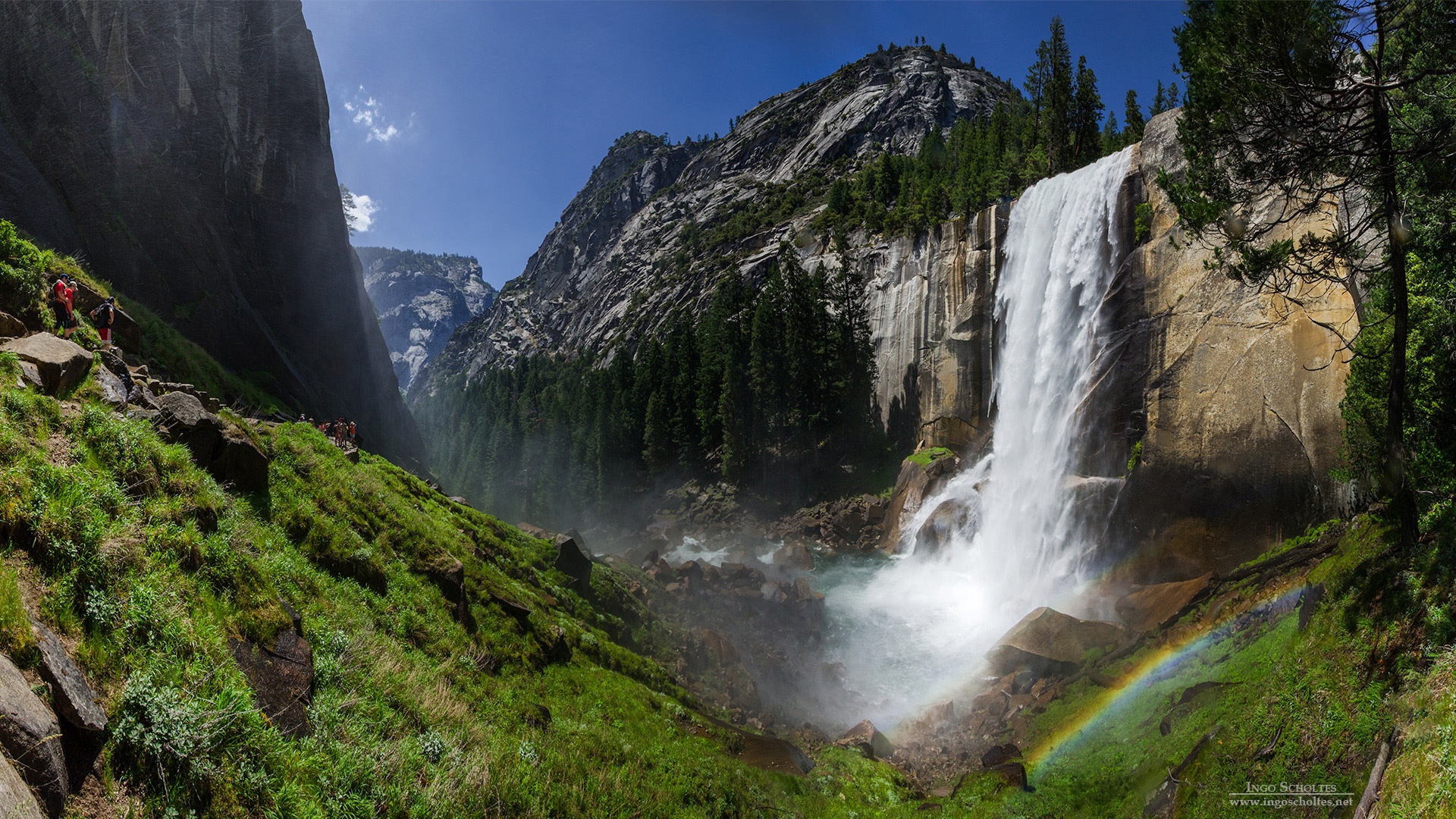 Handy-Wallpaper Regenbogen, Berg, Wasserfall, Yosemite Nationalpark, Erde/natur, Frühlings Herbst kostenlos herunterladen.