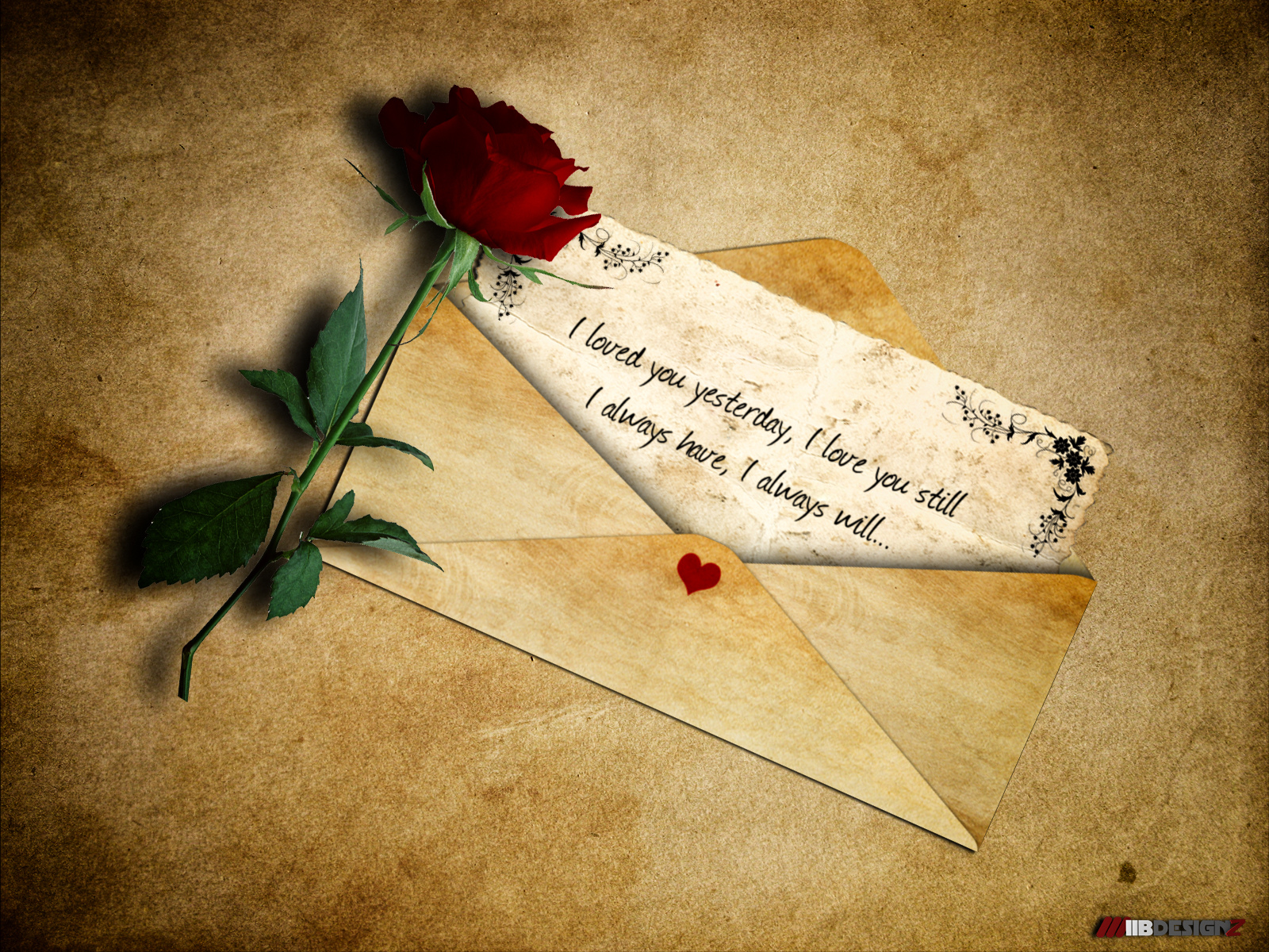 812283 скачать картинку любовь, письмо, художественные, сердце, красная роза - обои и заставки бесплатно