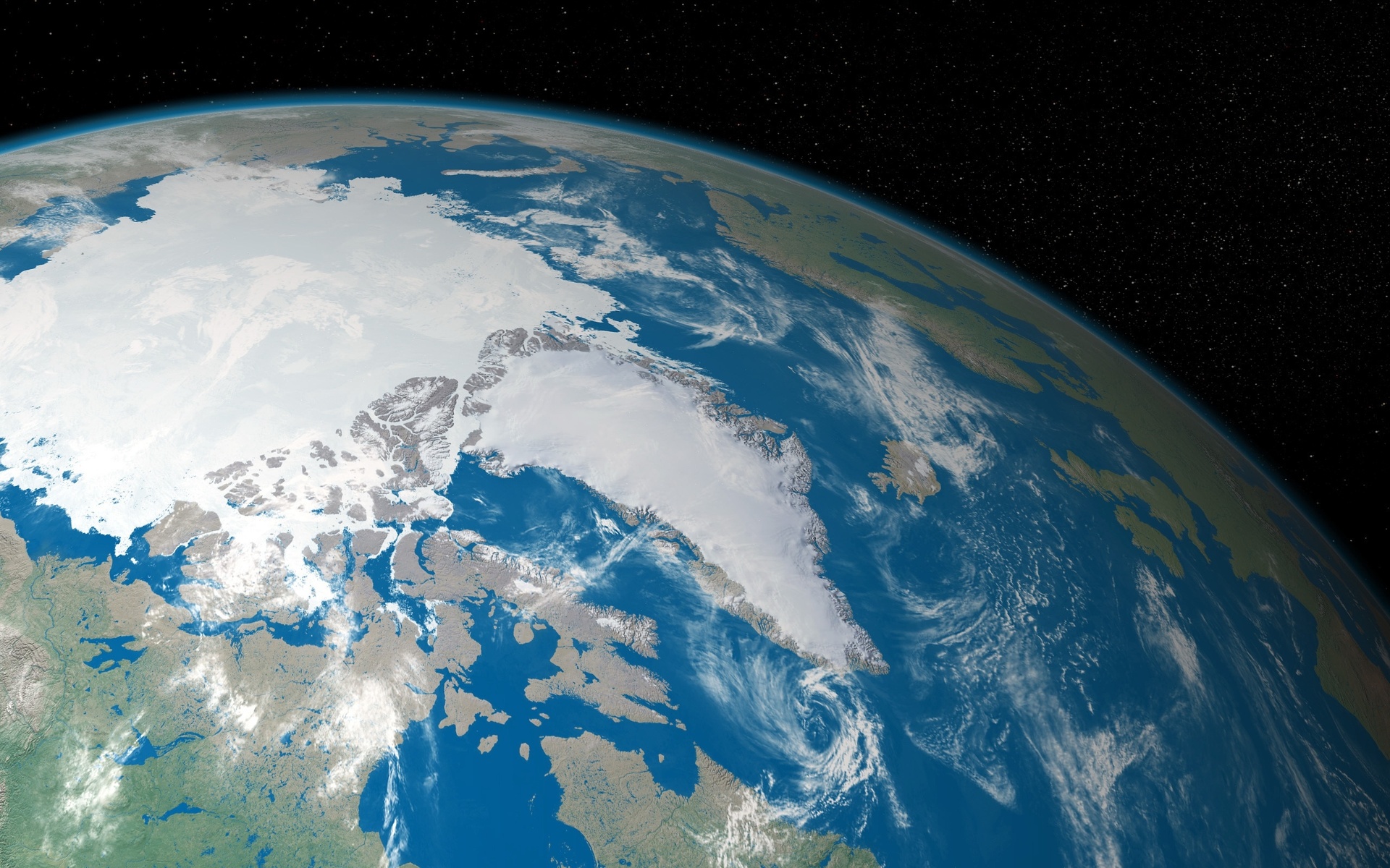 252819壁紙のダウンロード地球, 宇宙から, 北極, グリーンランド, 星-スクリーンセーバーと写真を無料で