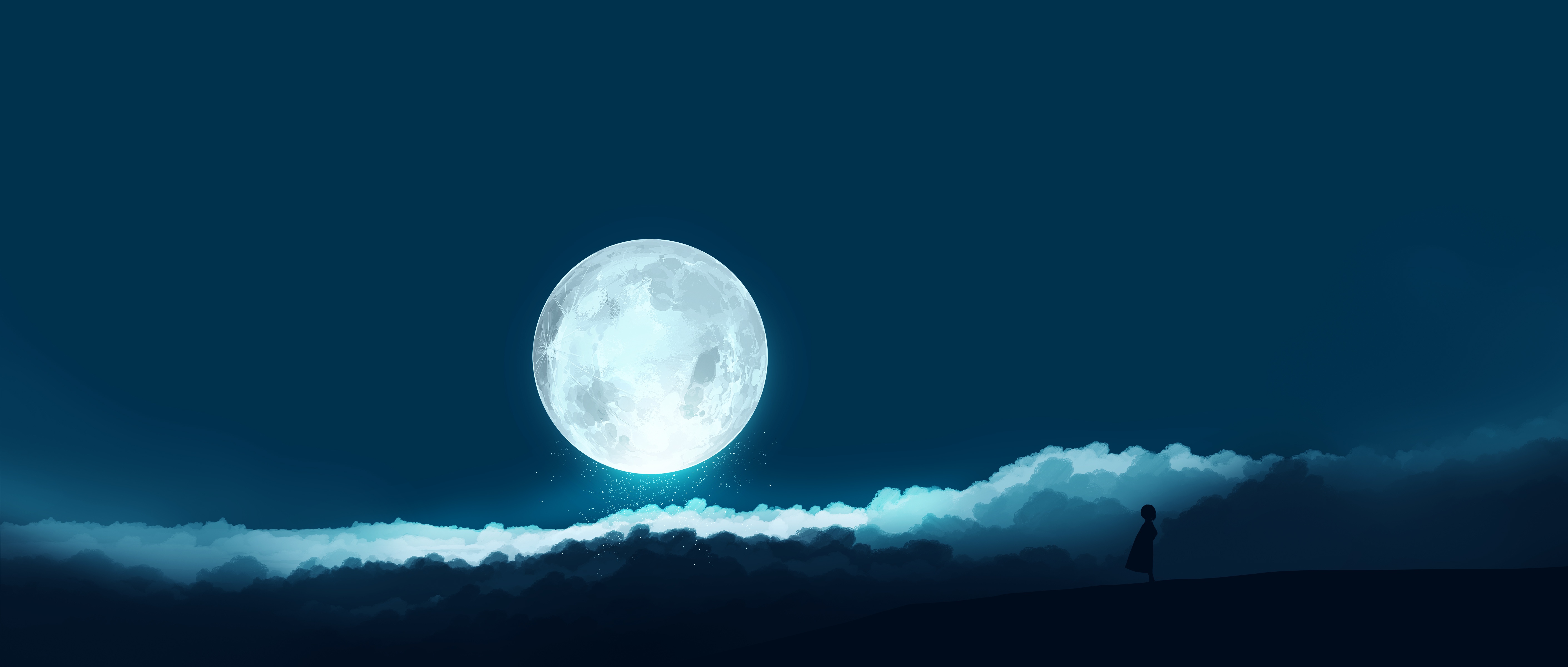 Free download wallpaper Anime, Night, Moon, Girl on your PC desktop