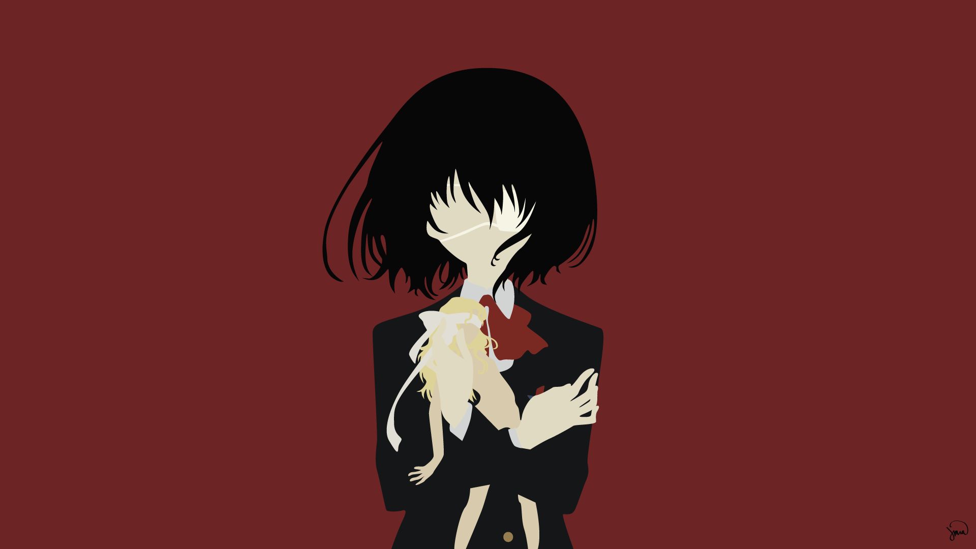 Download mobile wallpaper Anime, Minimalist, Bow (Clothing), Eye Patch, Another, Another (Anime), Mei Misaki for free.
