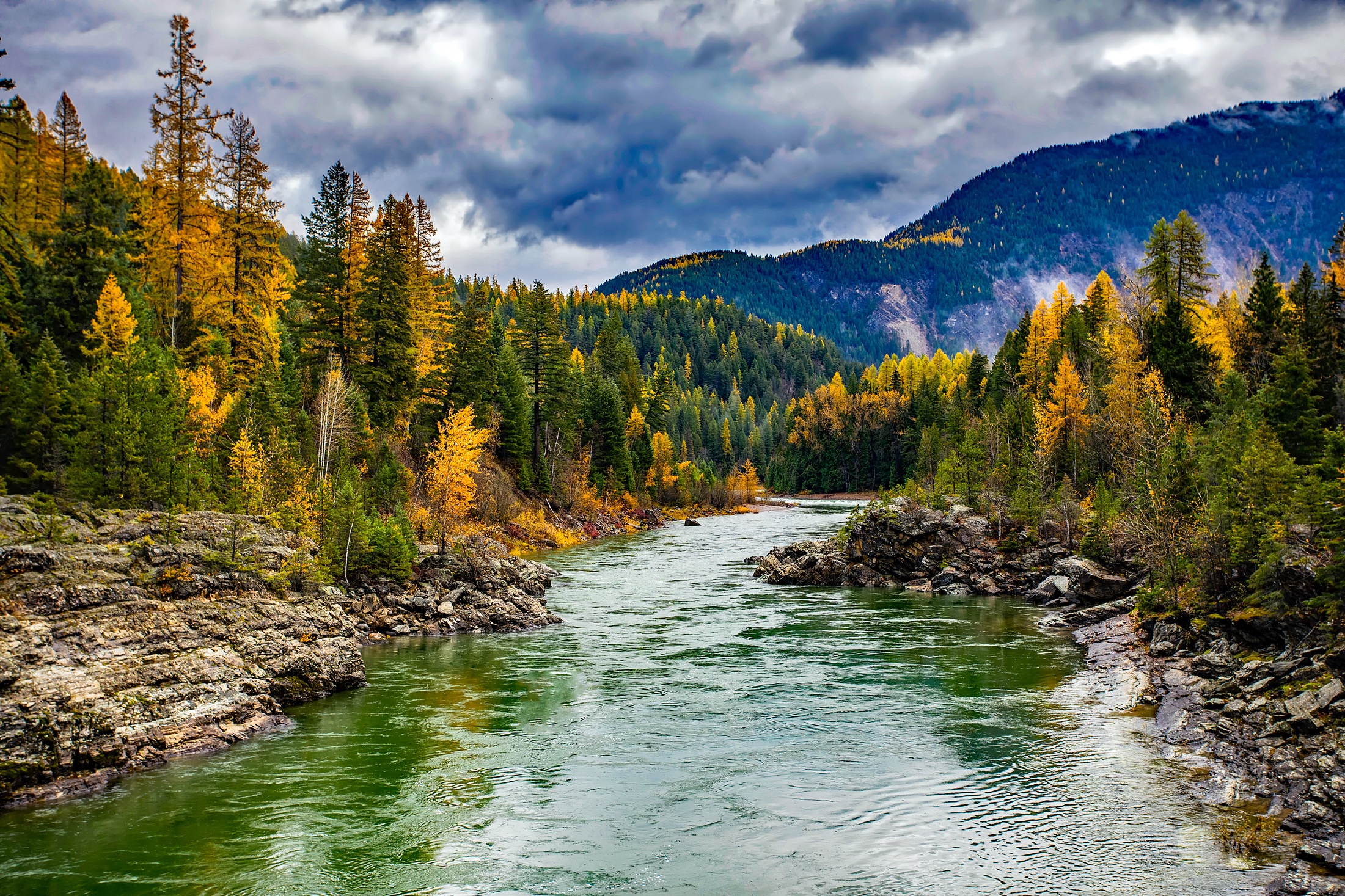 Скачать картинку Природа, Река, Осень, Лес, Ландшафт, Земля/природа в телефон бесплатно.