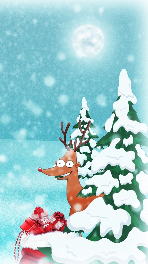Download mobile wallpaper Winter, Christmas, Holiday, Gift, Santa, Humor, Reindeer for free.