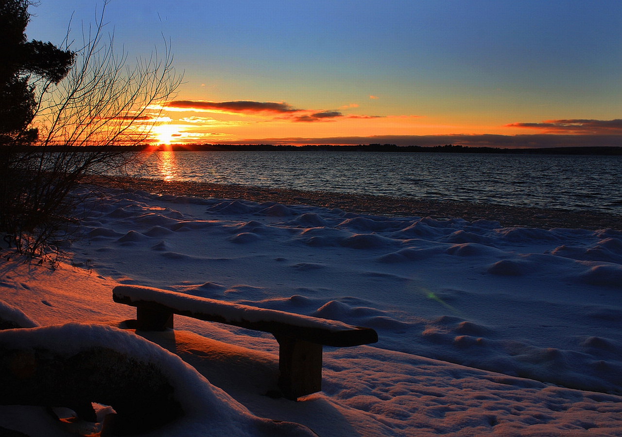 Download mobile wallpaper Sunset, Bench, Photography for free.