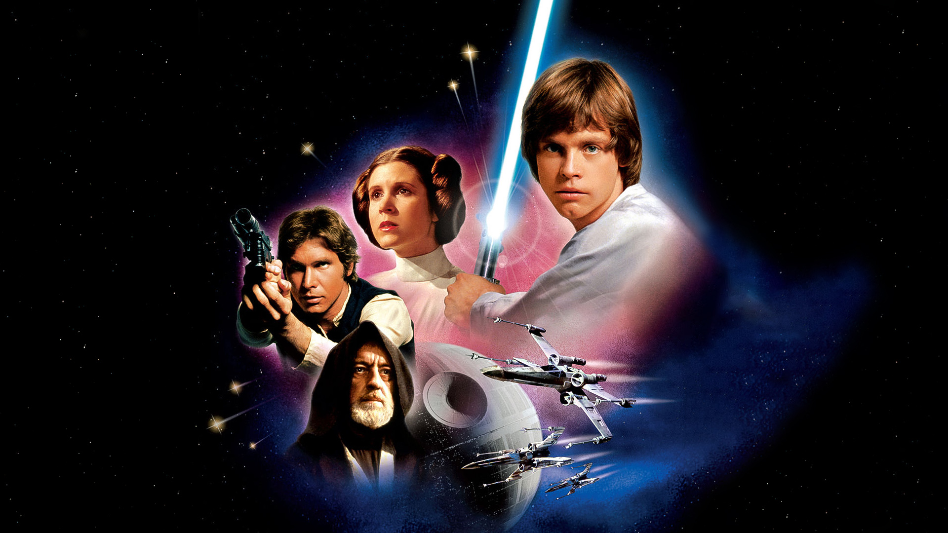 Handy-Wallpaper Filme, Krieg Der Sterne, Luke Skywalker, Obi Wan Kenobi, Han Solo, Prinzessin Leia, Star Wars Episode Iv: Eine Neue Hoffnung kostenlos herunterladen.
