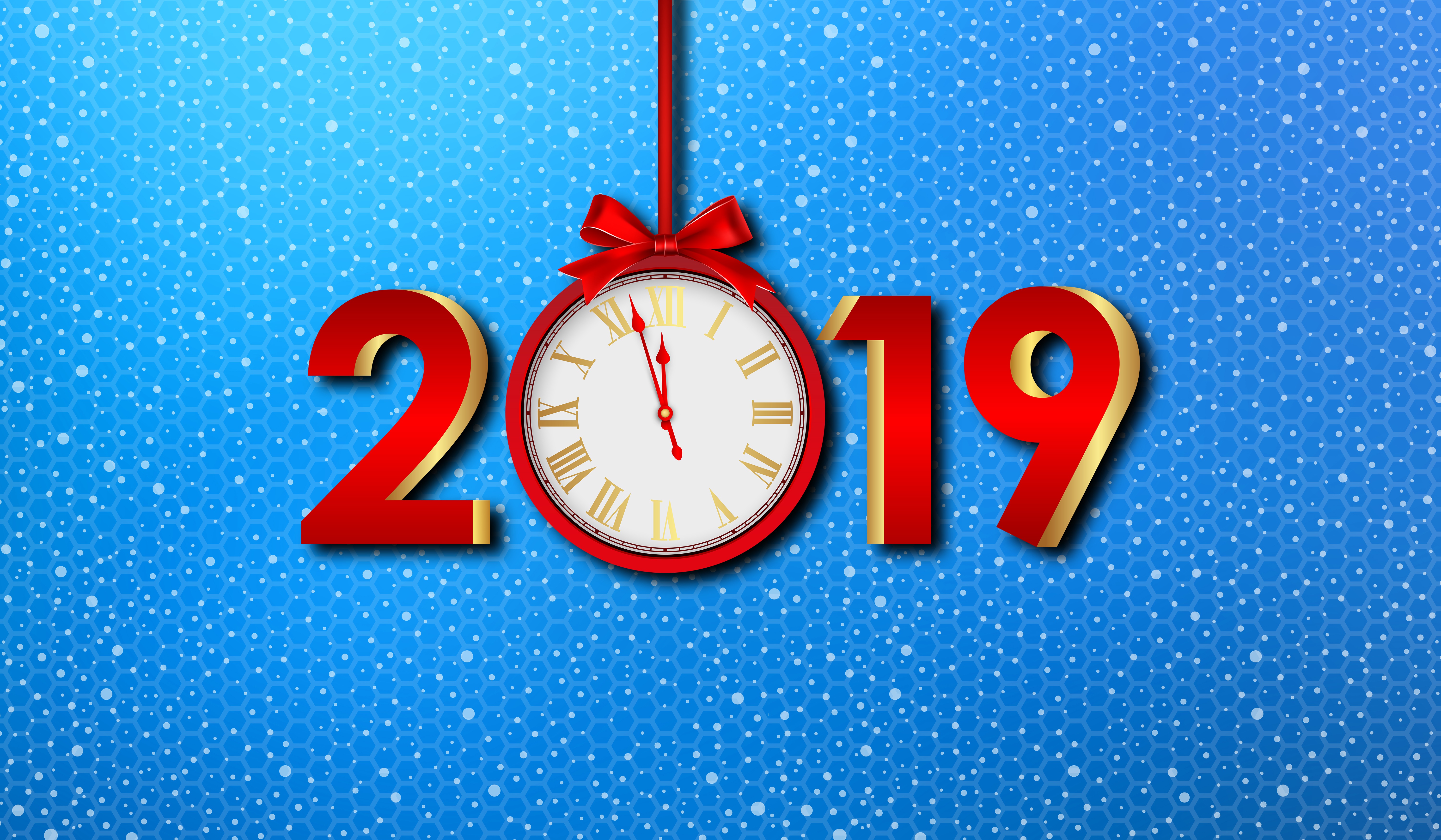 Скачать обои бесплатно Часы, Праздничные, Новый Год 2019 картинка на рабочий стол ПК