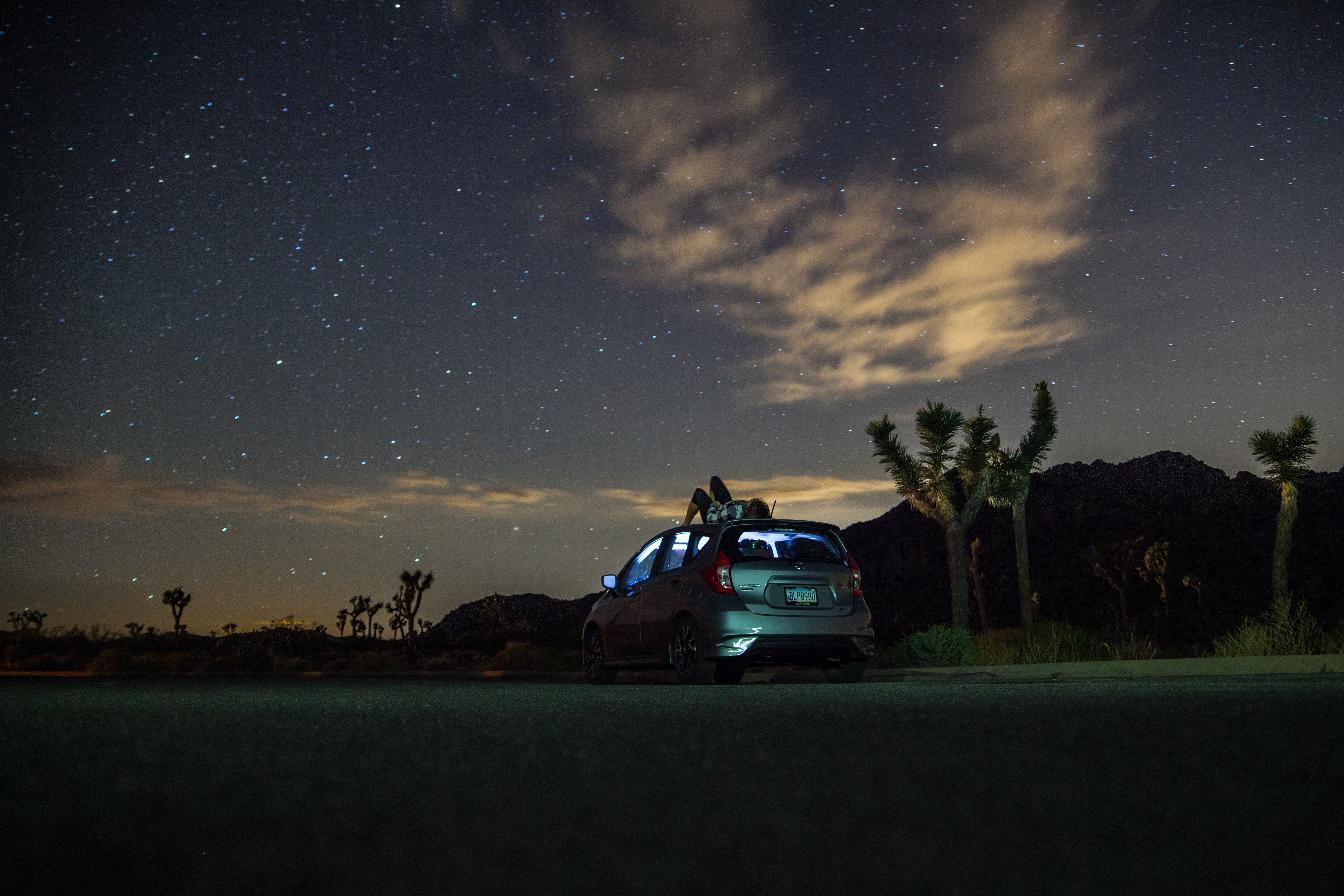 privacy, human, loneliness, palms, cars, seclusion, car, starry sky, person Full HD