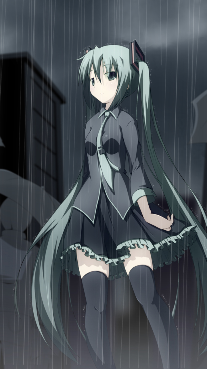 Download mobile wallpaper Anime, Rain, Vocaloid, Hatsune Miku for free.