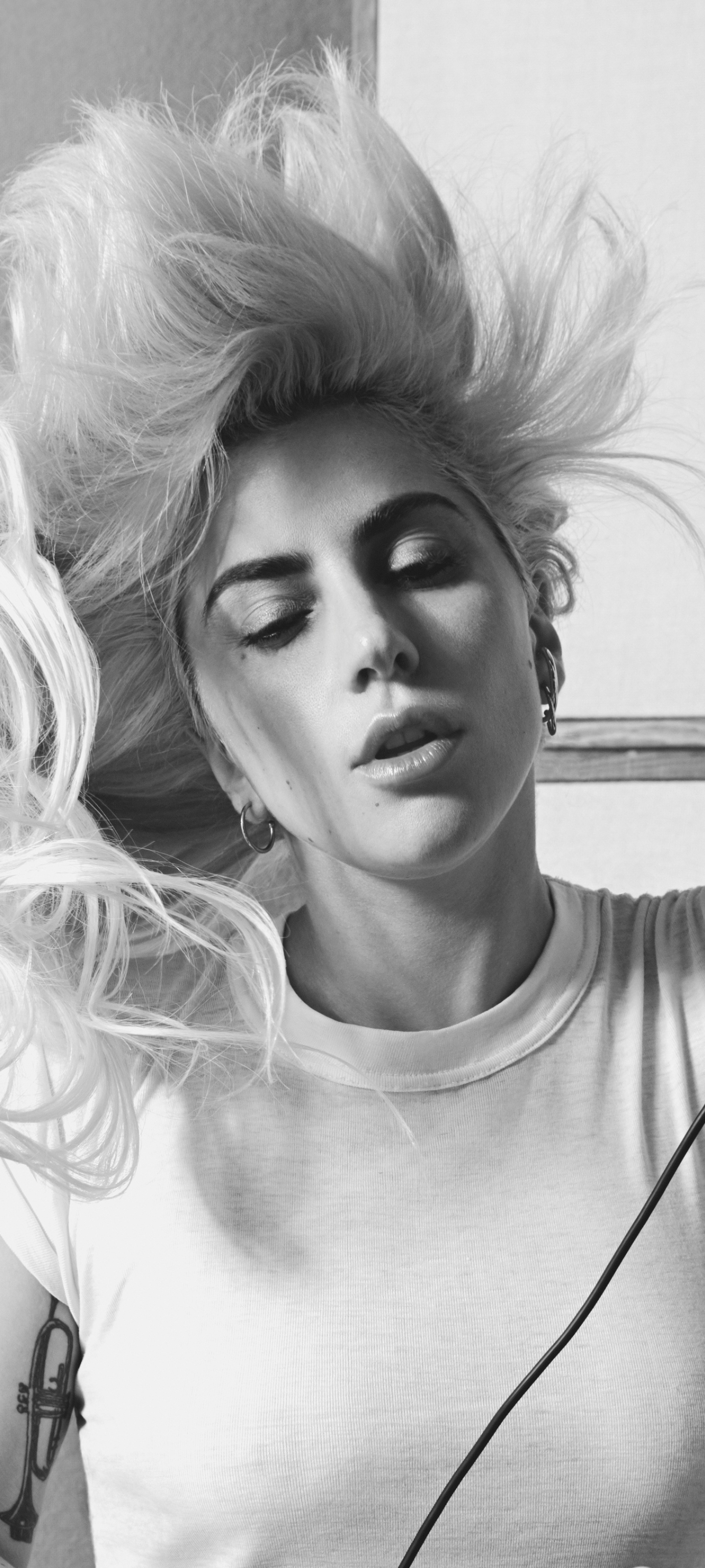 Download mobile wallpaper Music, Singer, American, Black & White, Lady Gaga for free.