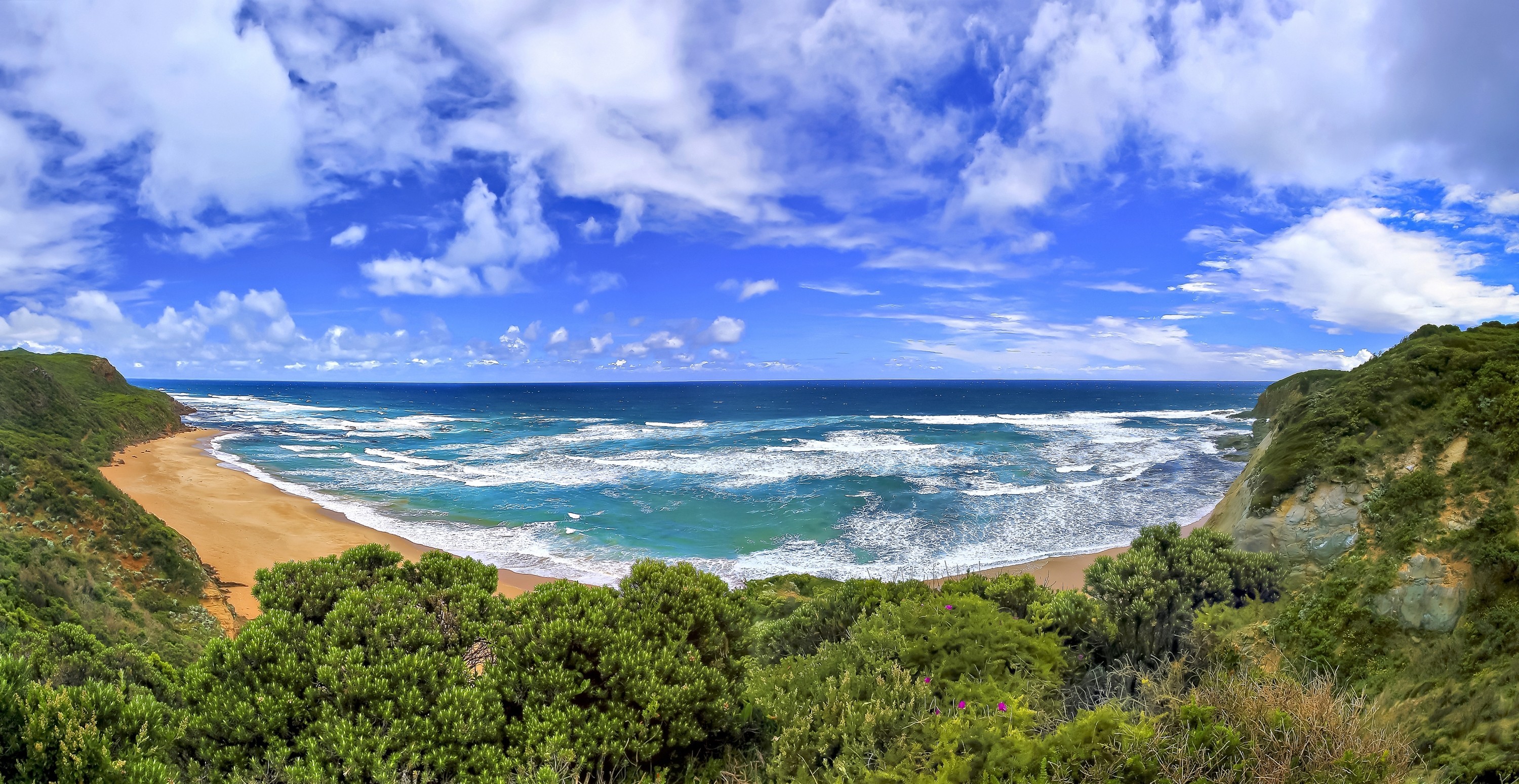 Download mobile wallpaper Nature, Beach, Horizon, Forest, Tree, Ocean, Earth, Coastline, Australia for free.