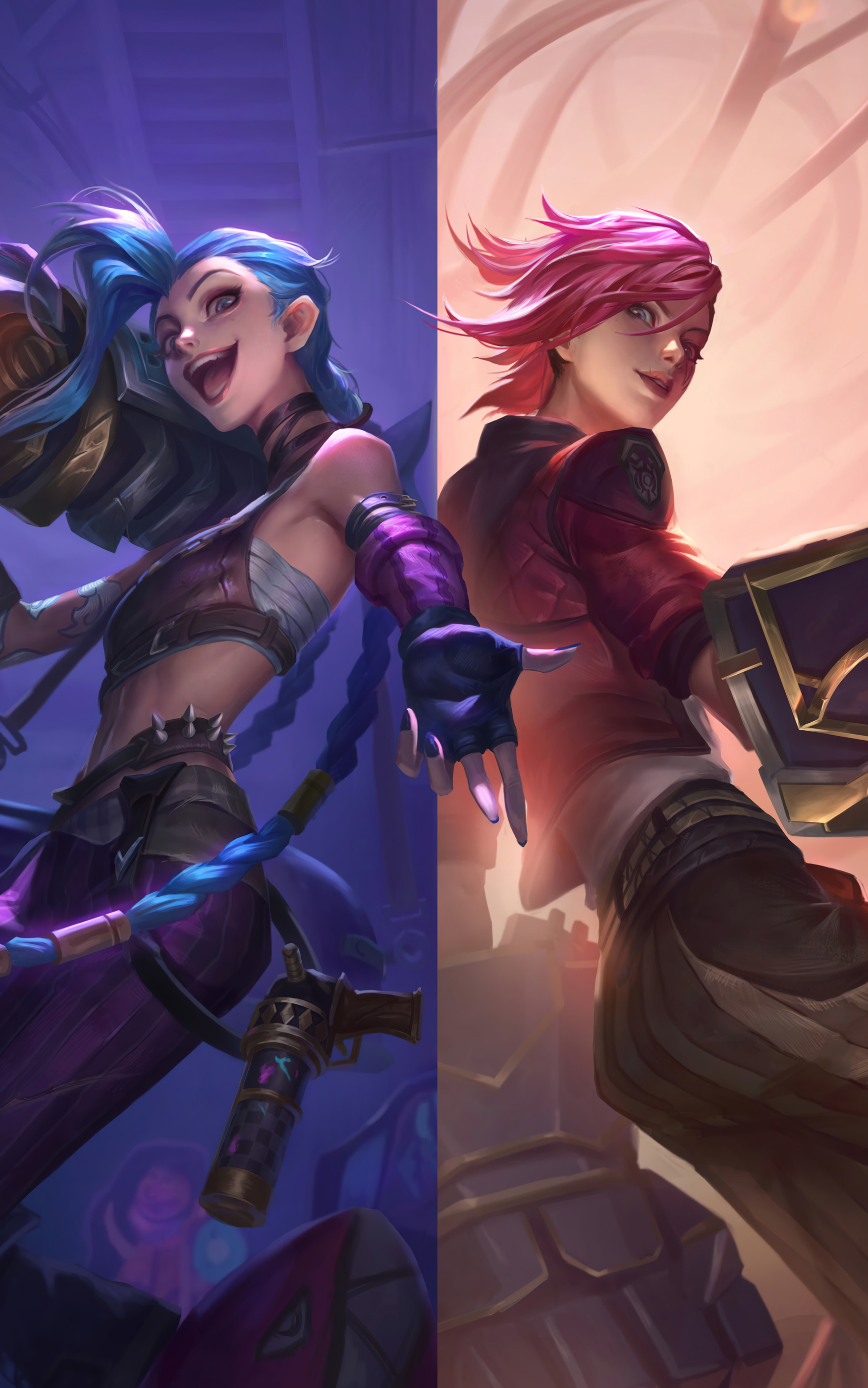 Download mobile wallpaper Tv Show, Vi (League Of Legends), Jinx (League Of Legends), Arcane for free.