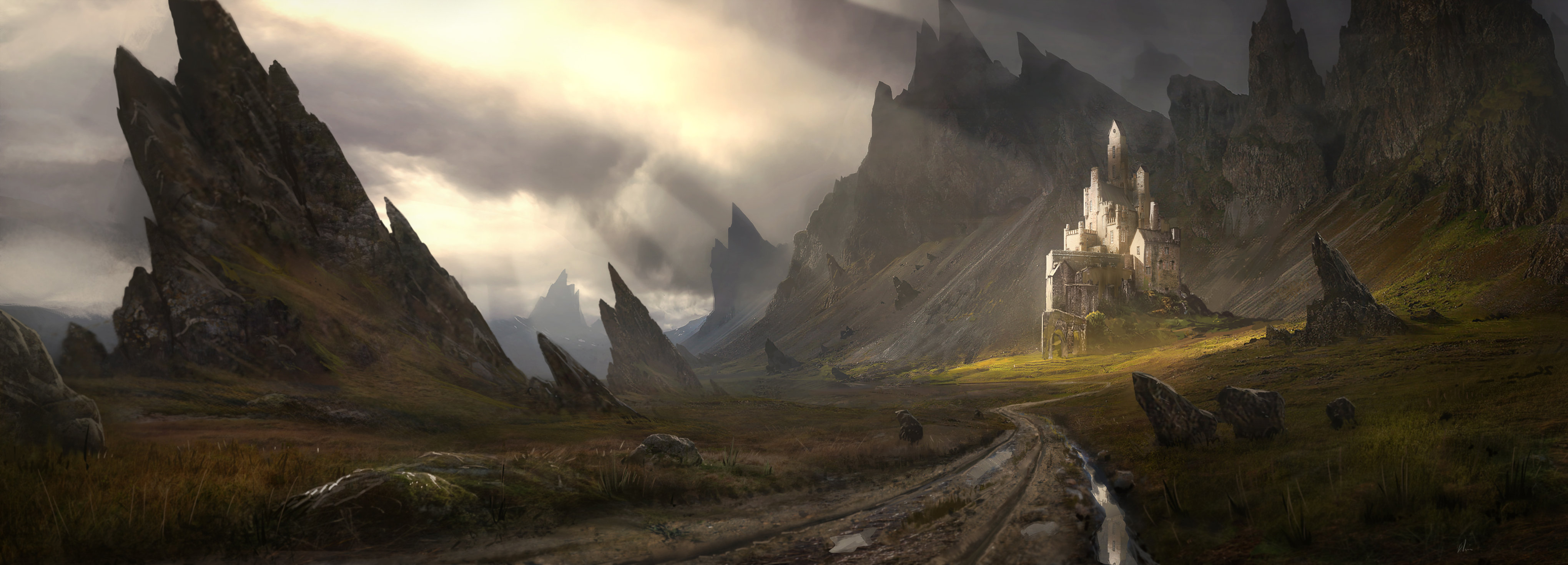 Download mobile wallpaper Landscape, Fantasy, Castles, Castle for free.