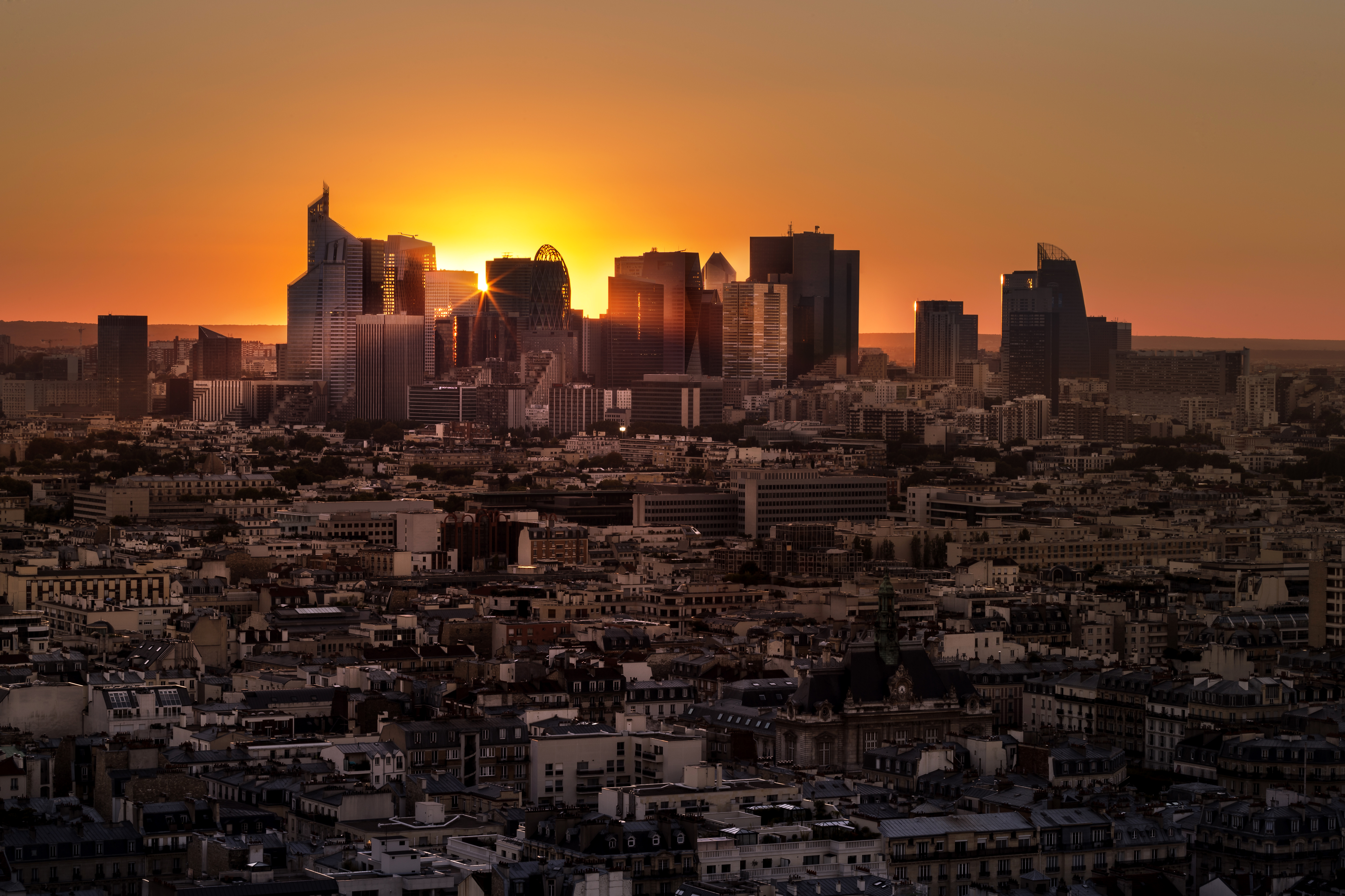 PCデスクトップに都市, 日没, 街, パリ, 超高層ビル, 建物, フランス, マンメイド, 街並み画像を無料でダウンロード