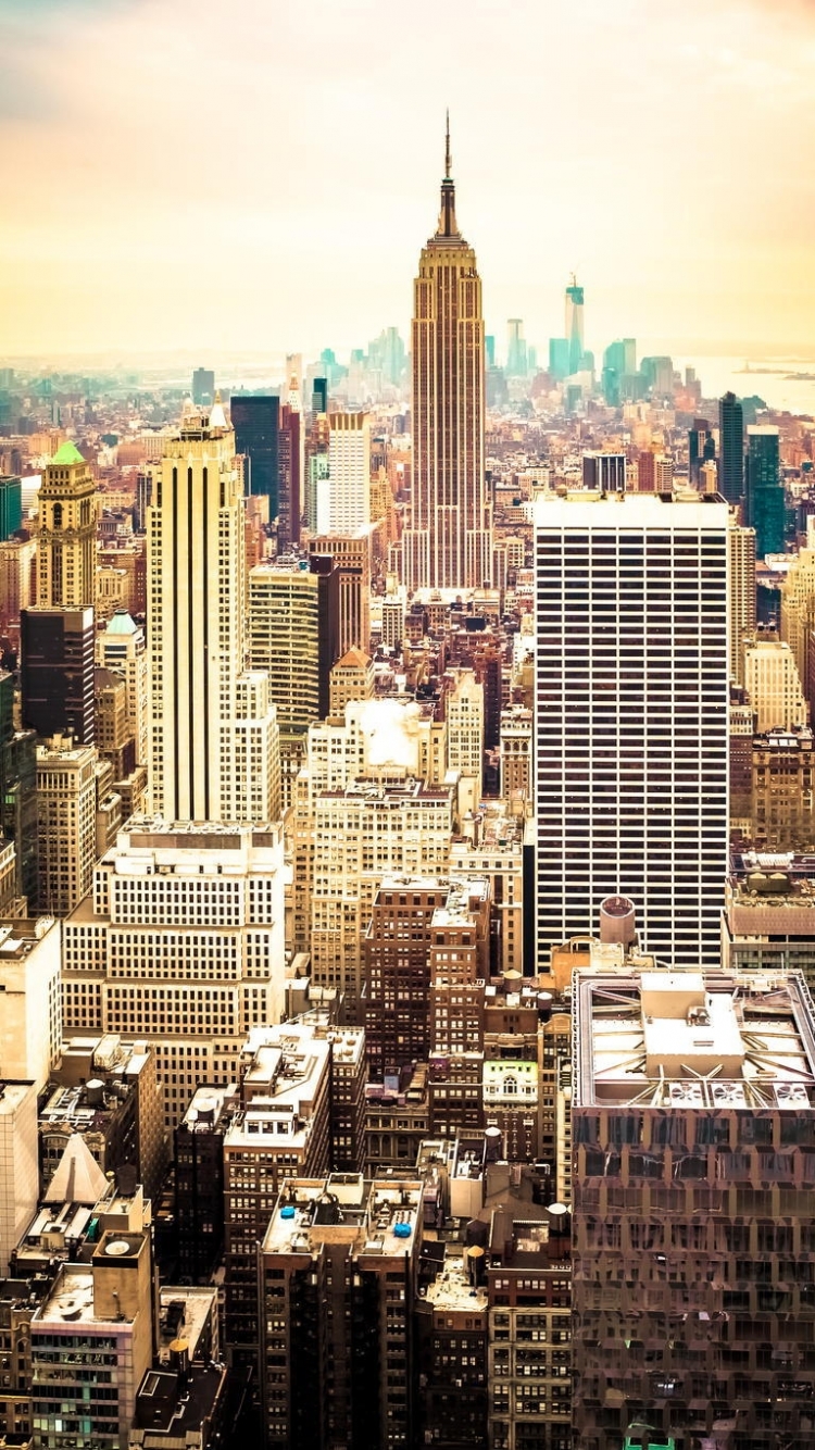 無料モバイル壁紙都市, 日没, 街, 超高層ビル, 建物, ニューヨーク, アメリカ合衆国, マンメイド, 街並みをダウンロードします。