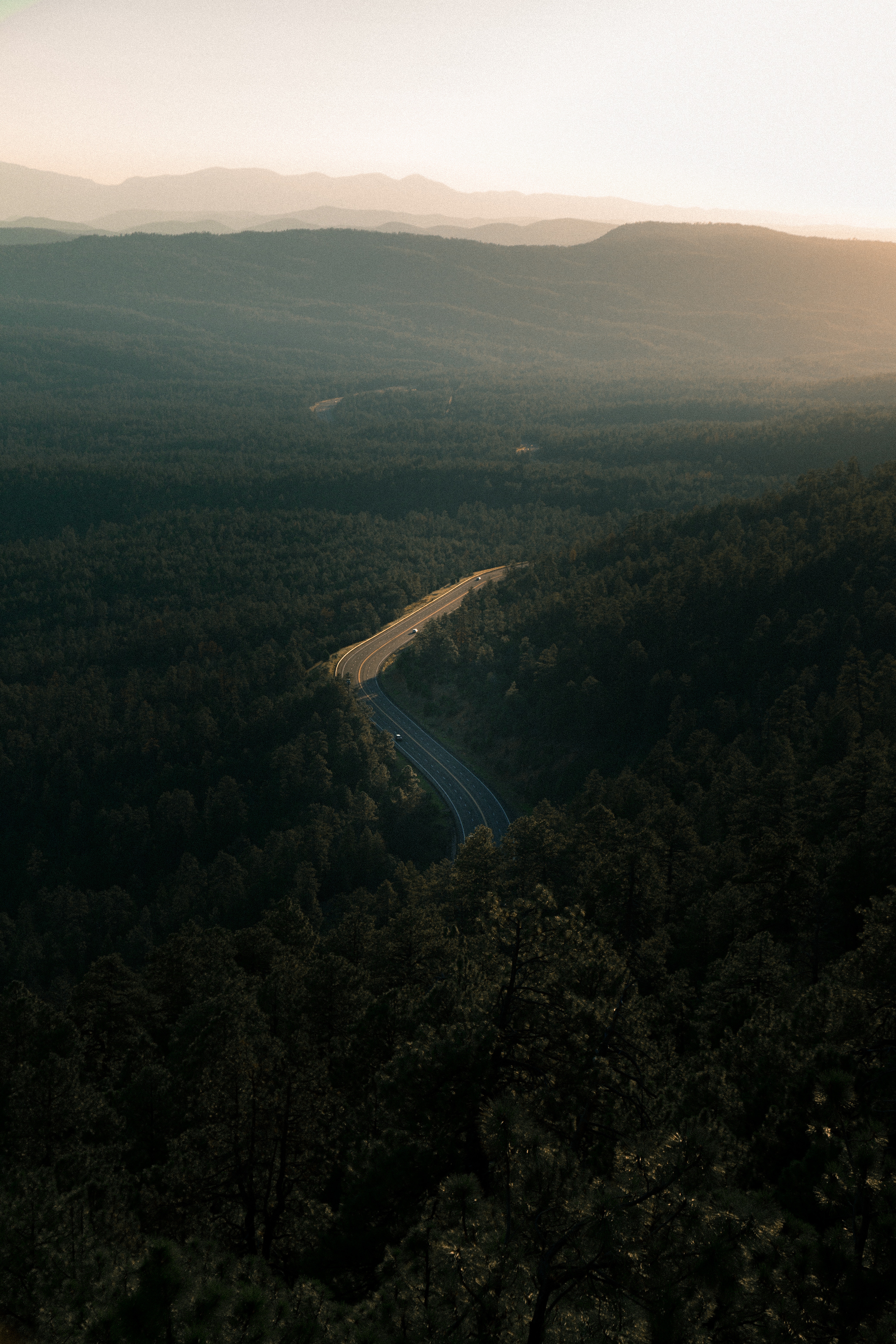 Wallpaper Full HD forest, nature, trees, view from above, road, height