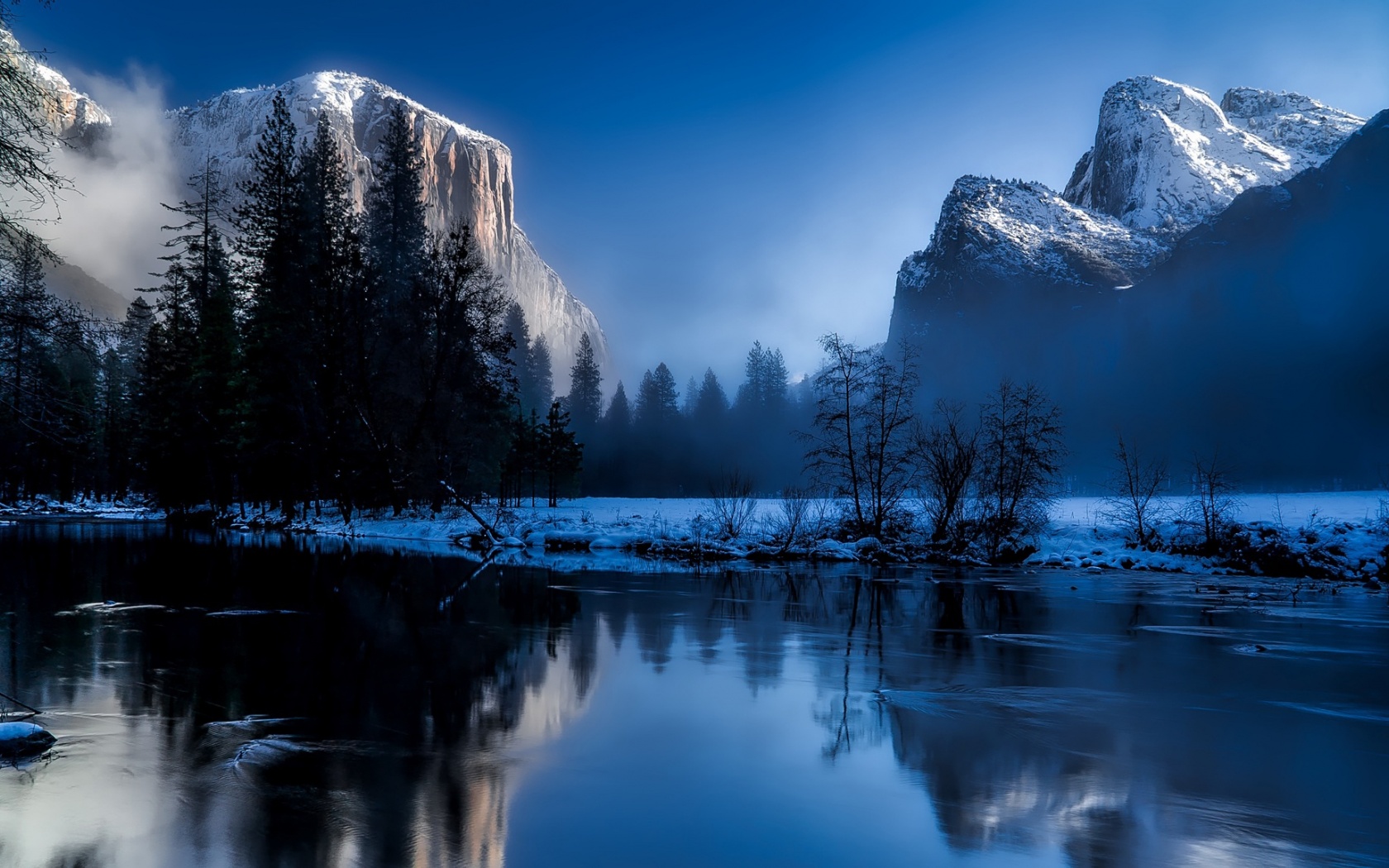 Free download wallpaper Winter, Mountain, Lake, Fog, Earth on your PC desktop