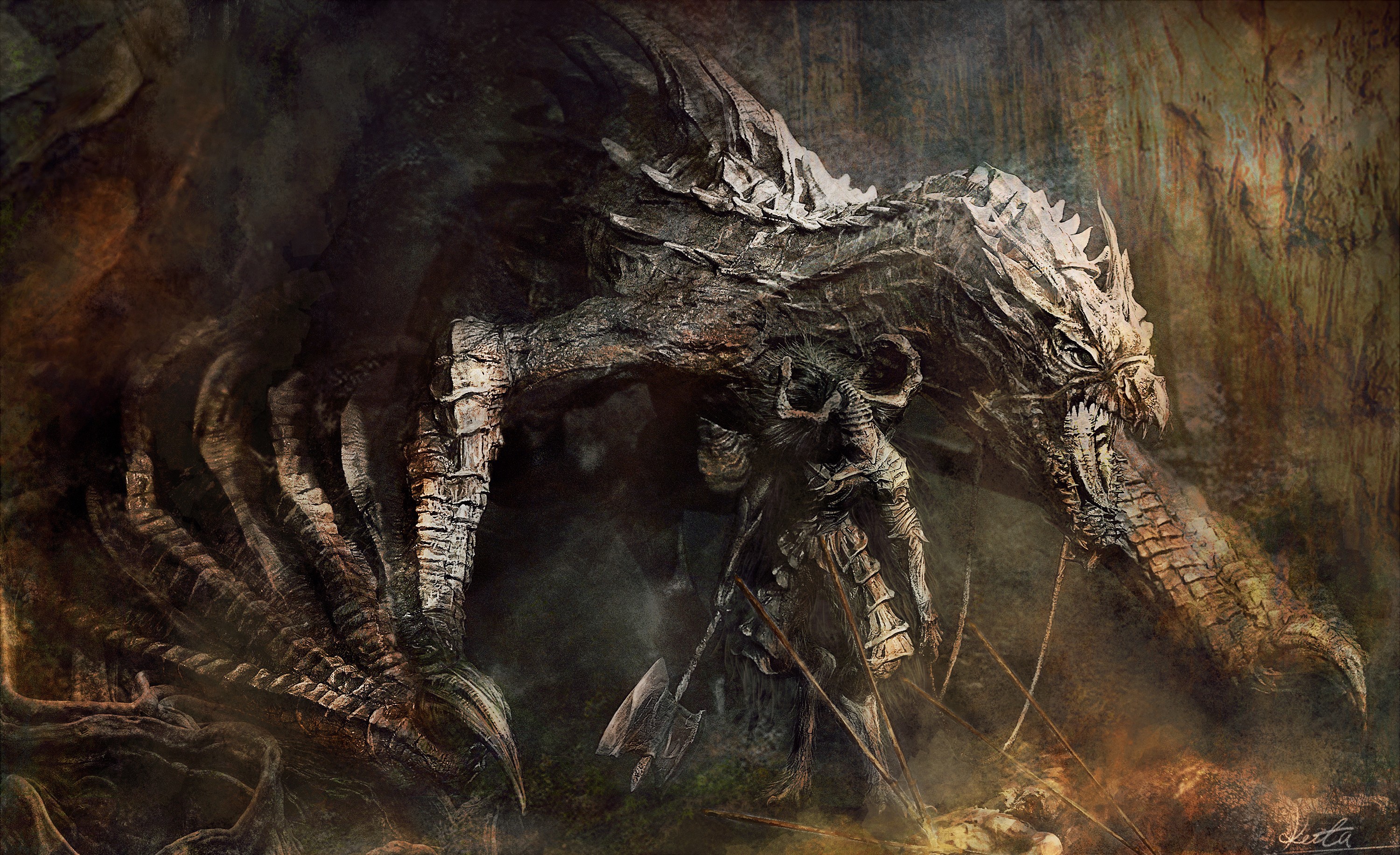 Free download wallpaper Fantasy, Dragon, Warrior, Axe on your PC desktop