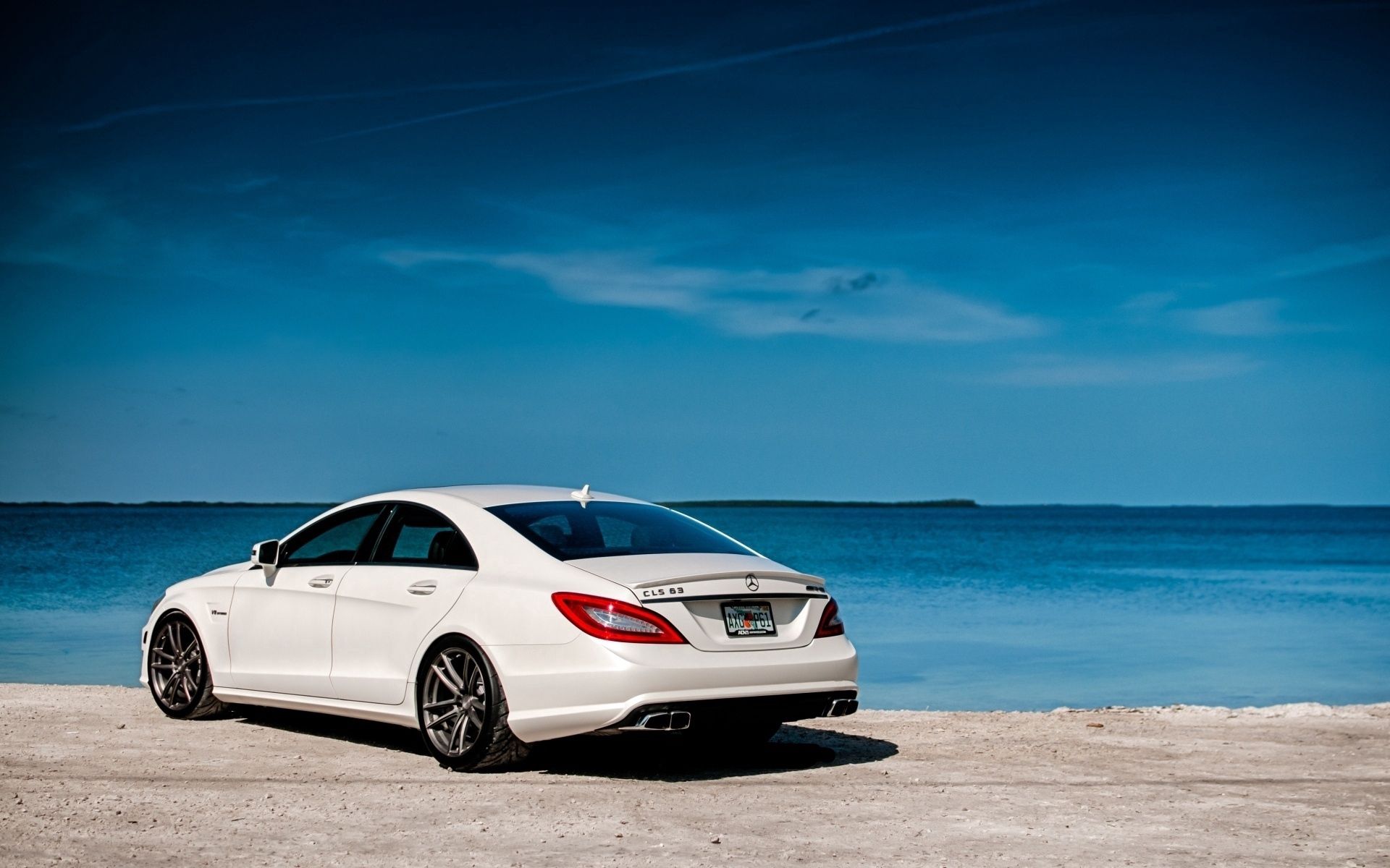 mersedes, cars, white, back view, rear view, amg, mercedes benz, cls63
