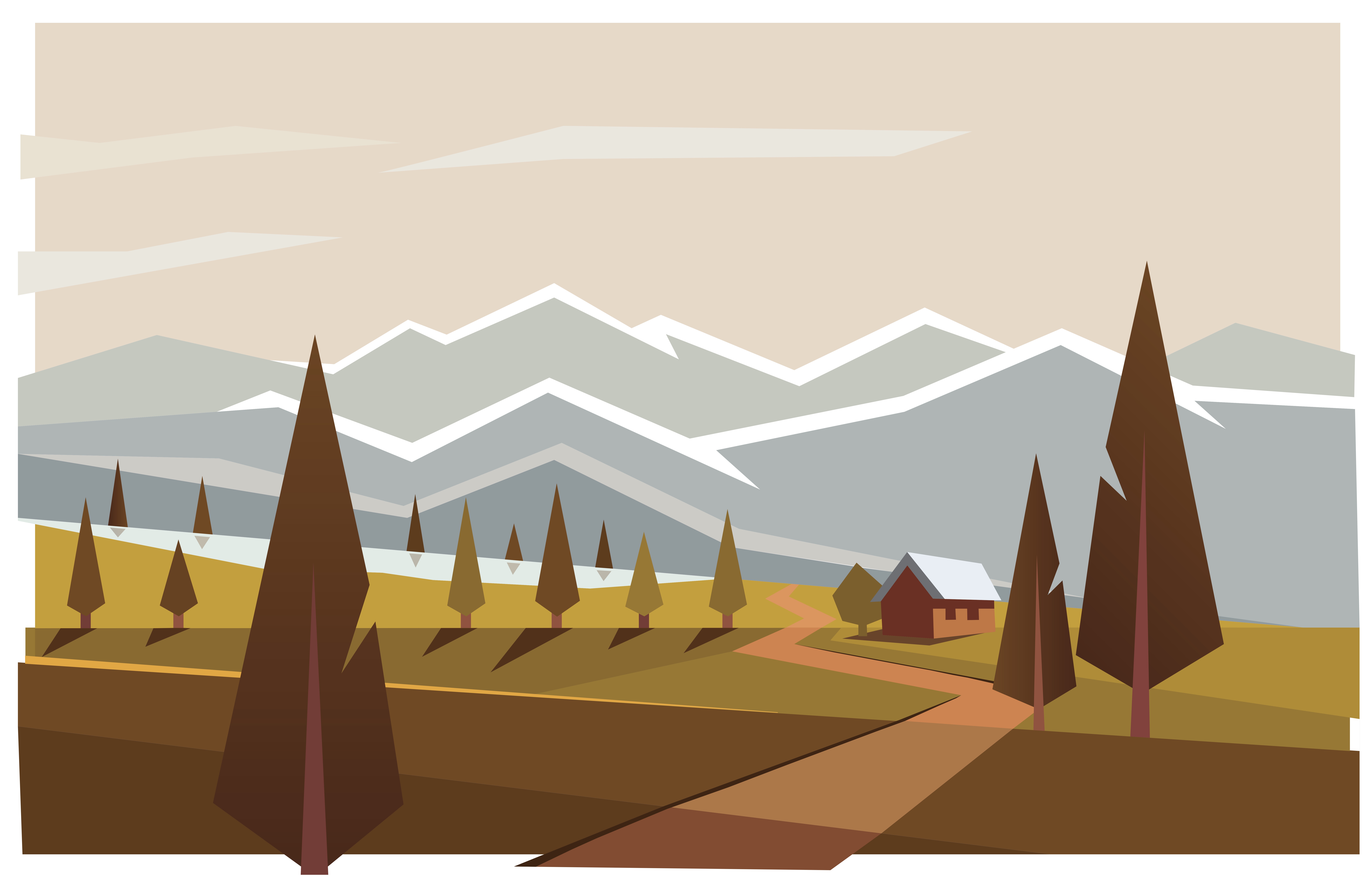 Download mobile wallpaper Landscape, Mountain, Tree, Artistic, Minimalist for free.