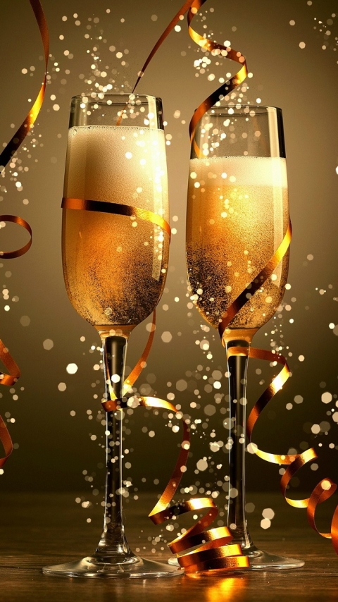 Download mobile wallpaper New Year, Holiday, Glass, Celebration, Champagne for free.
