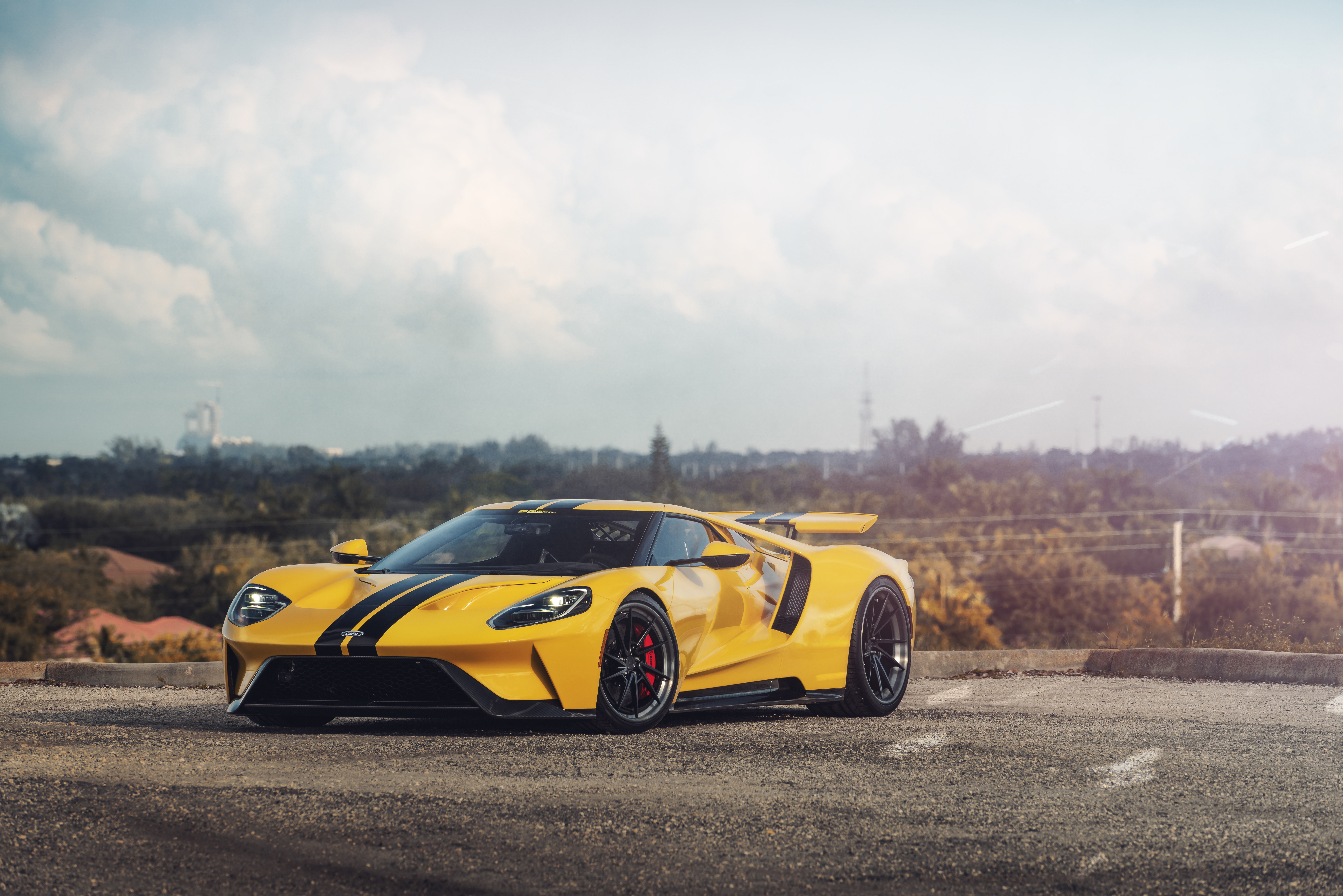 Download mobile wallpaper Ford, Car, Supercar, Ford Gt, Vehicles, Yellow Car for free.