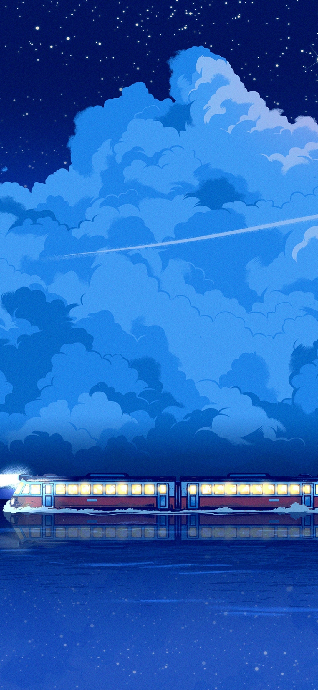 Download mobile wallpaper Night, Cloud, Train, Vehicles for free.