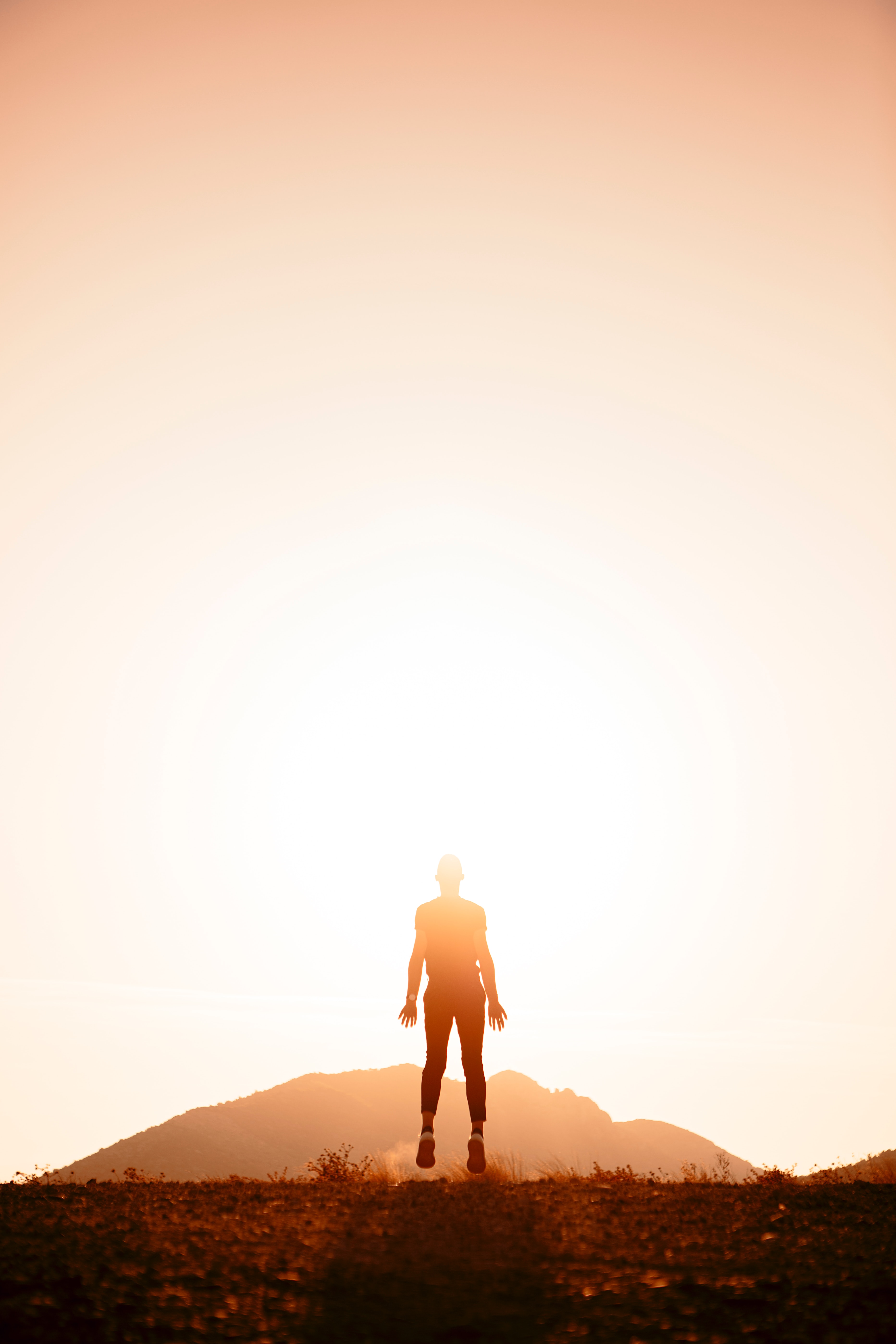Download mobile wallpaper Jump, Miscellaneous, Bounce, Miscellanea, Sunlight, Sunset, Silhouette, Bright for free.