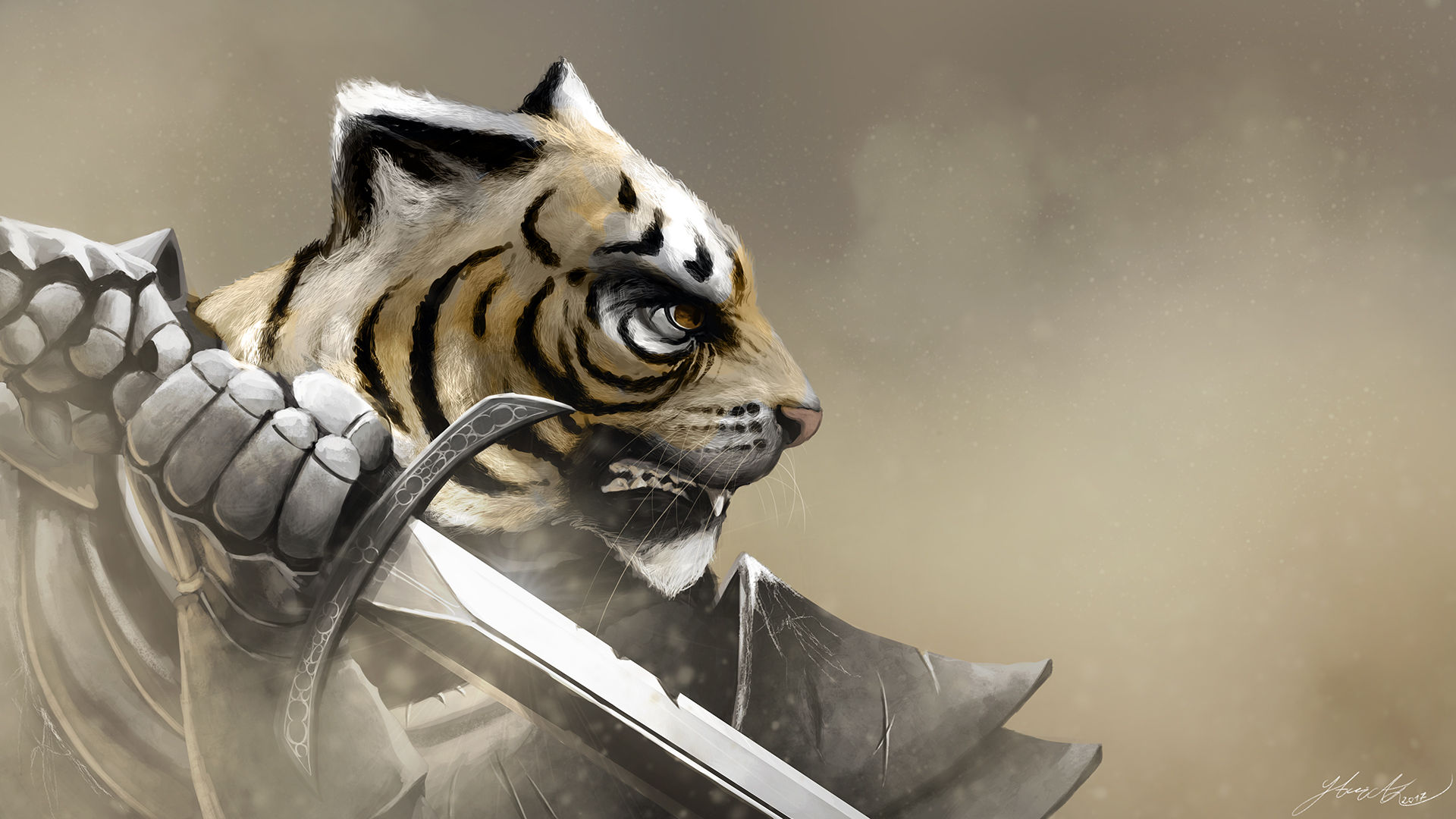 Baixe gratuitamente a imagem Fantasia, Tigre, Guerreiro, Armaduras, Espada na área de trabalho do seu PC