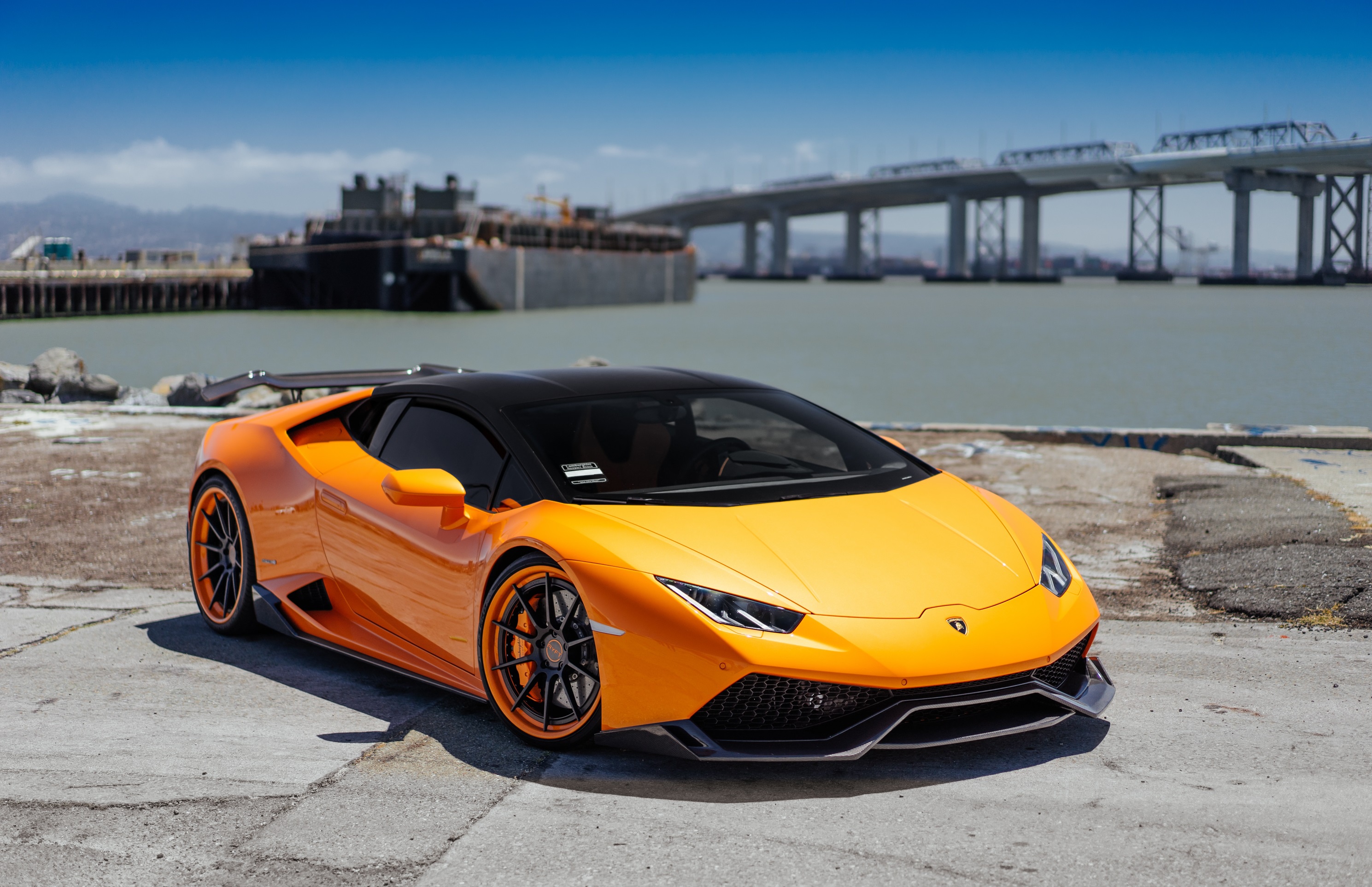 Laden Sie das Lamborghini, Autos, Supersportwagen, Fahrzeuge, Orangefarbenes Auto, Lamborghini Huracán-Bild kostenlos auf Ihren PC-Desktop herunter