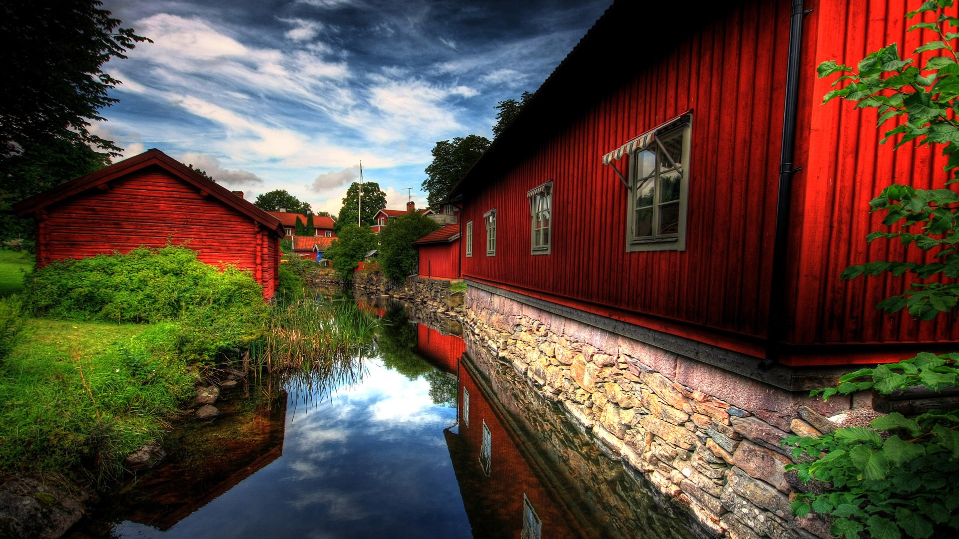 Download mobile wallpaper Building, House, Village, Hdr, Man Made, Canal for free.