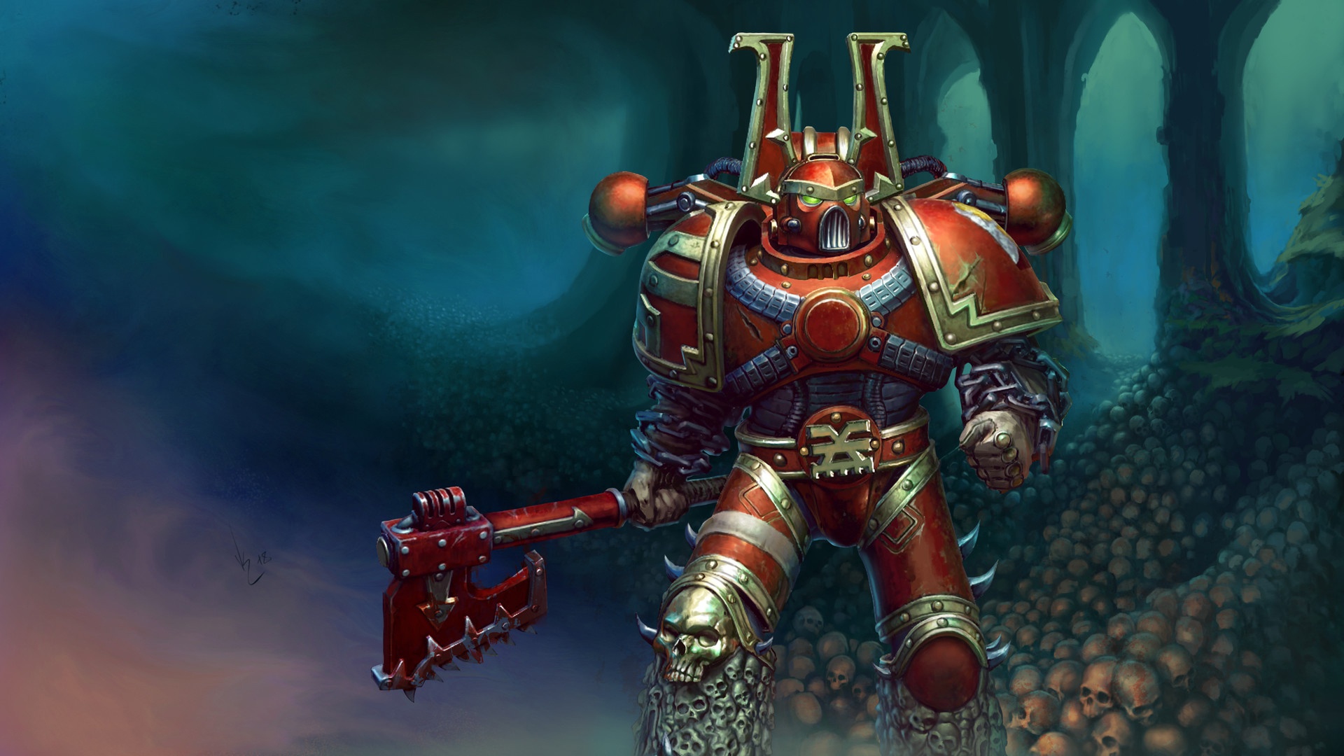 Free download wallpaper Warhammer, Warrior, Skull, Armor, Warhammer 40K, Video Game on your PC desktop