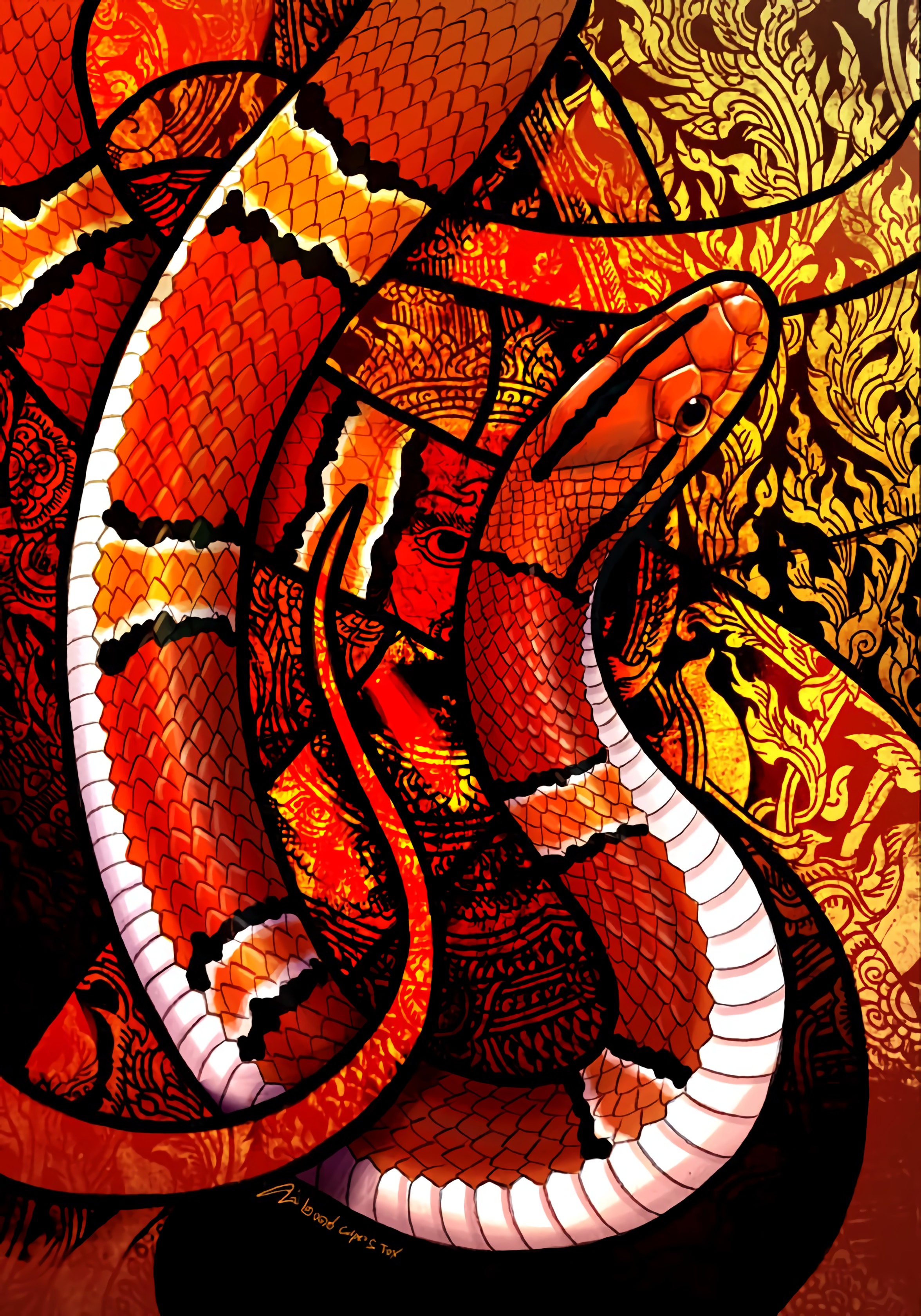 art, ornament, snake, pattern, scales, scale HD wallpaper