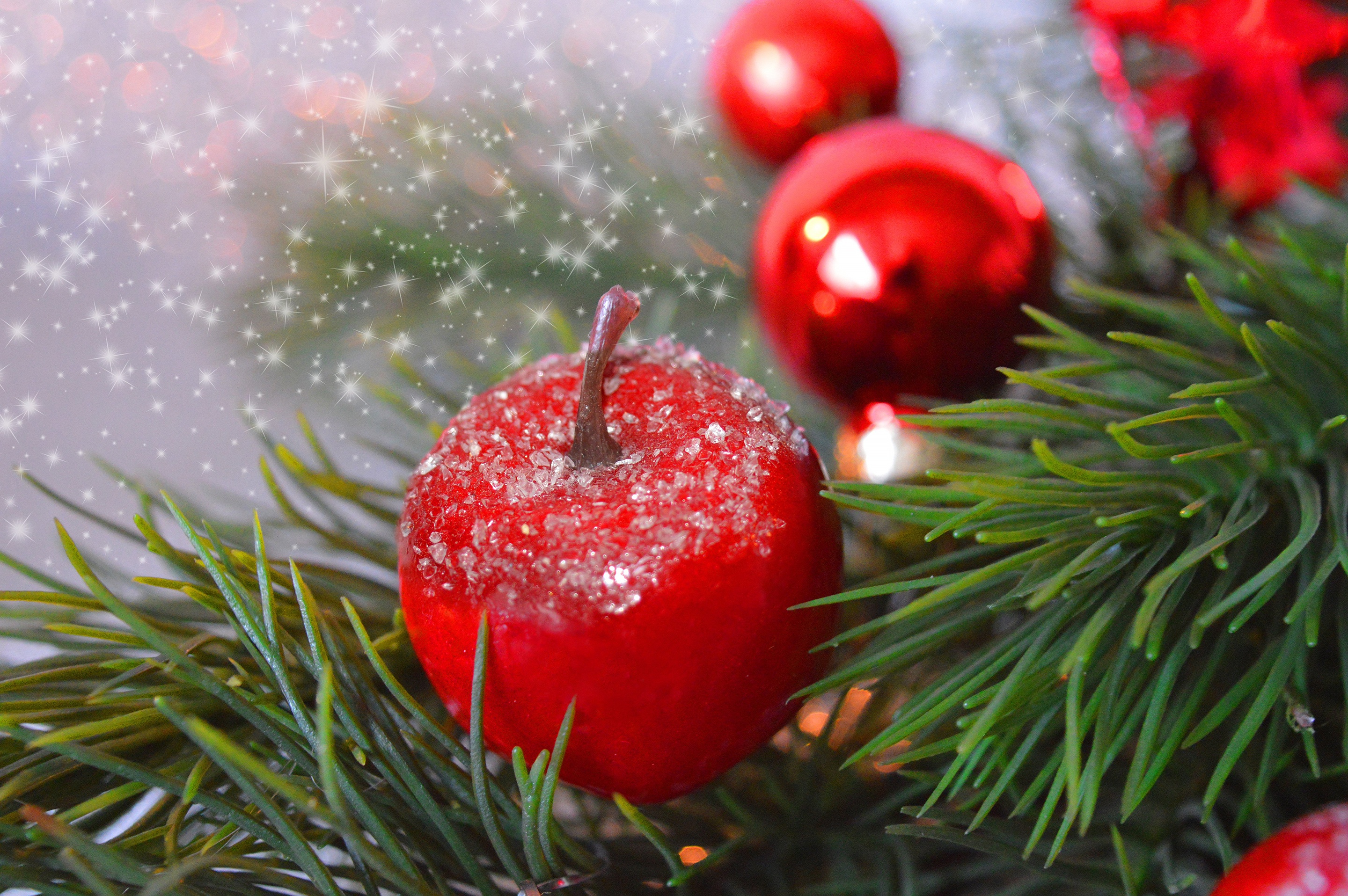 Download mobile wallpaper Apple, Christmas, Holiday, Bauble for free.