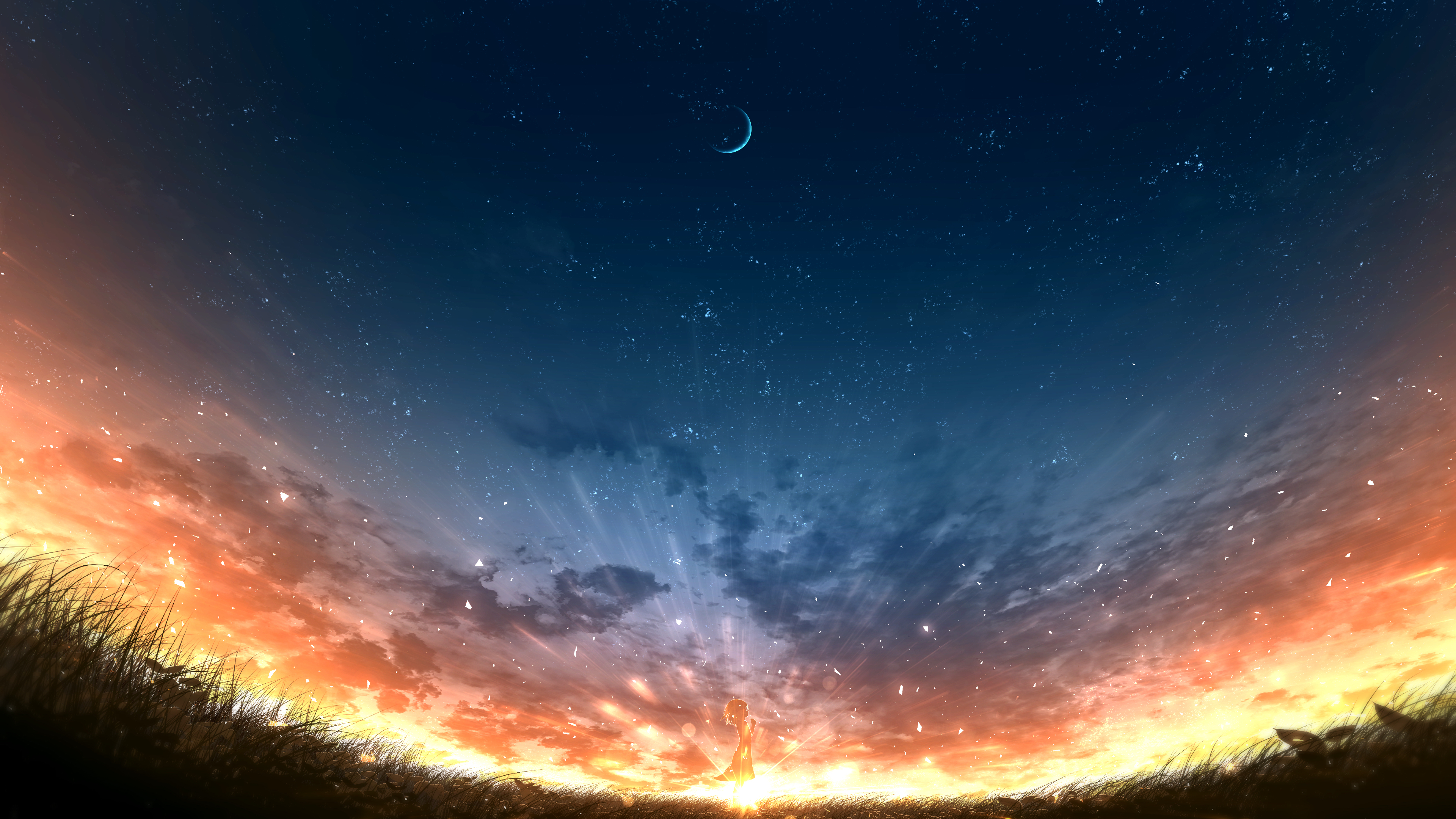 Скачать картинку Аниме, Небо, Звездное Небо, Оригинал в телефон бесплатно.