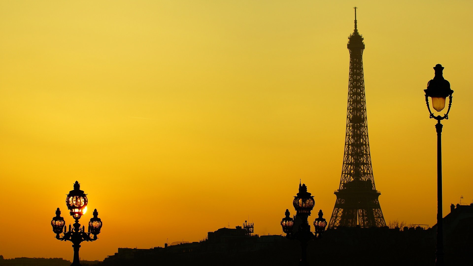Скачать обои бесплатно Париж, Эйфелева Башня, Памятники, Жёлтый, Сделано Человеком картинка на рабочий стол ПК
